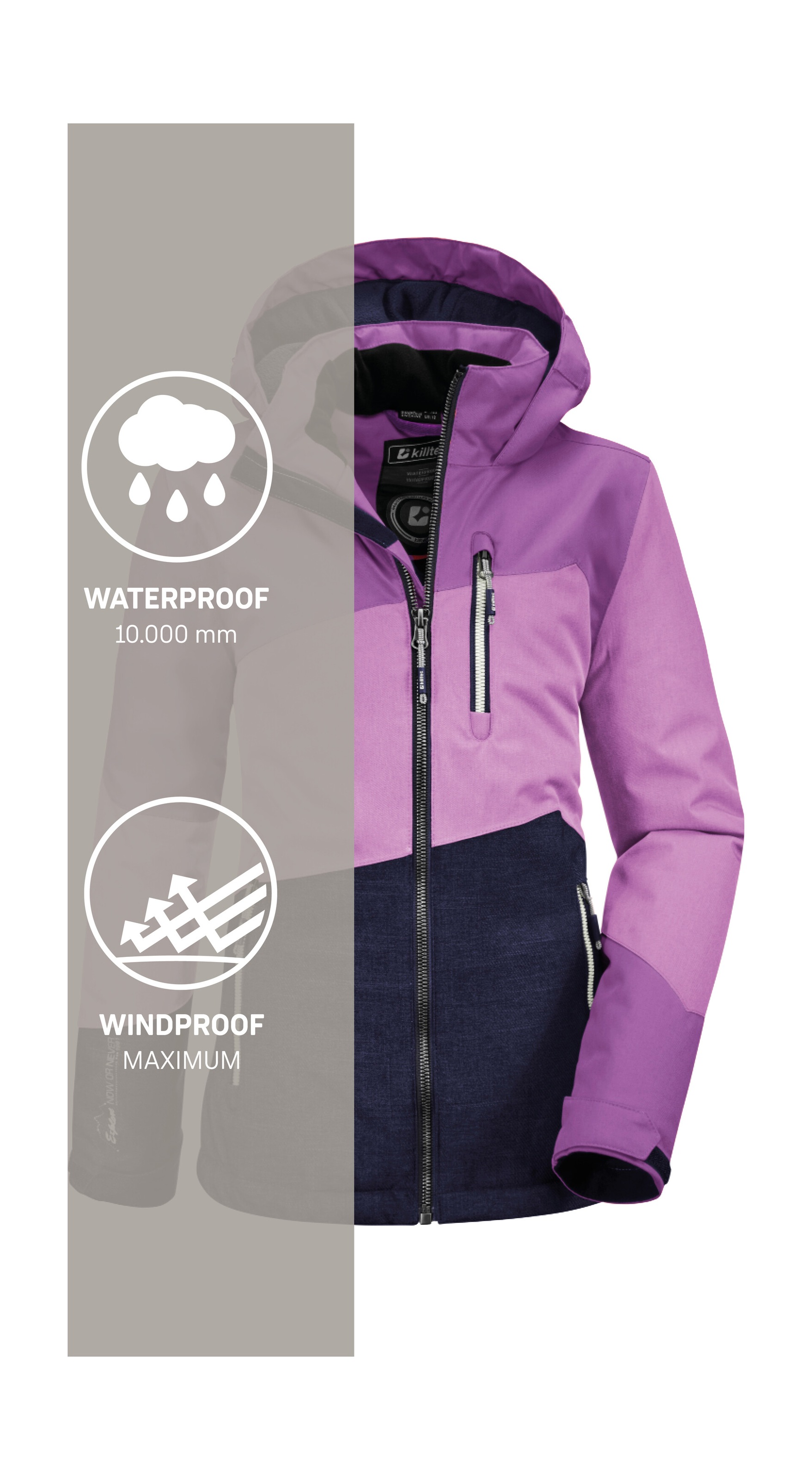 Killtec Outdoorjacke »Lynge GRLS JCKT B«, Wasserdichte Winterjacke mit Kapuze, Fleece, verstellbaren Ärmeln