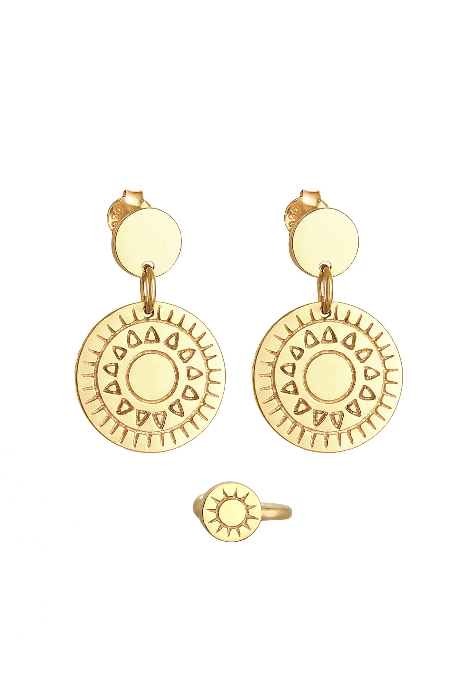 Elli Ohrstecker-Set »Ohrringe Ornament Plättchen Earcuff 2er Set 925 Silber«
