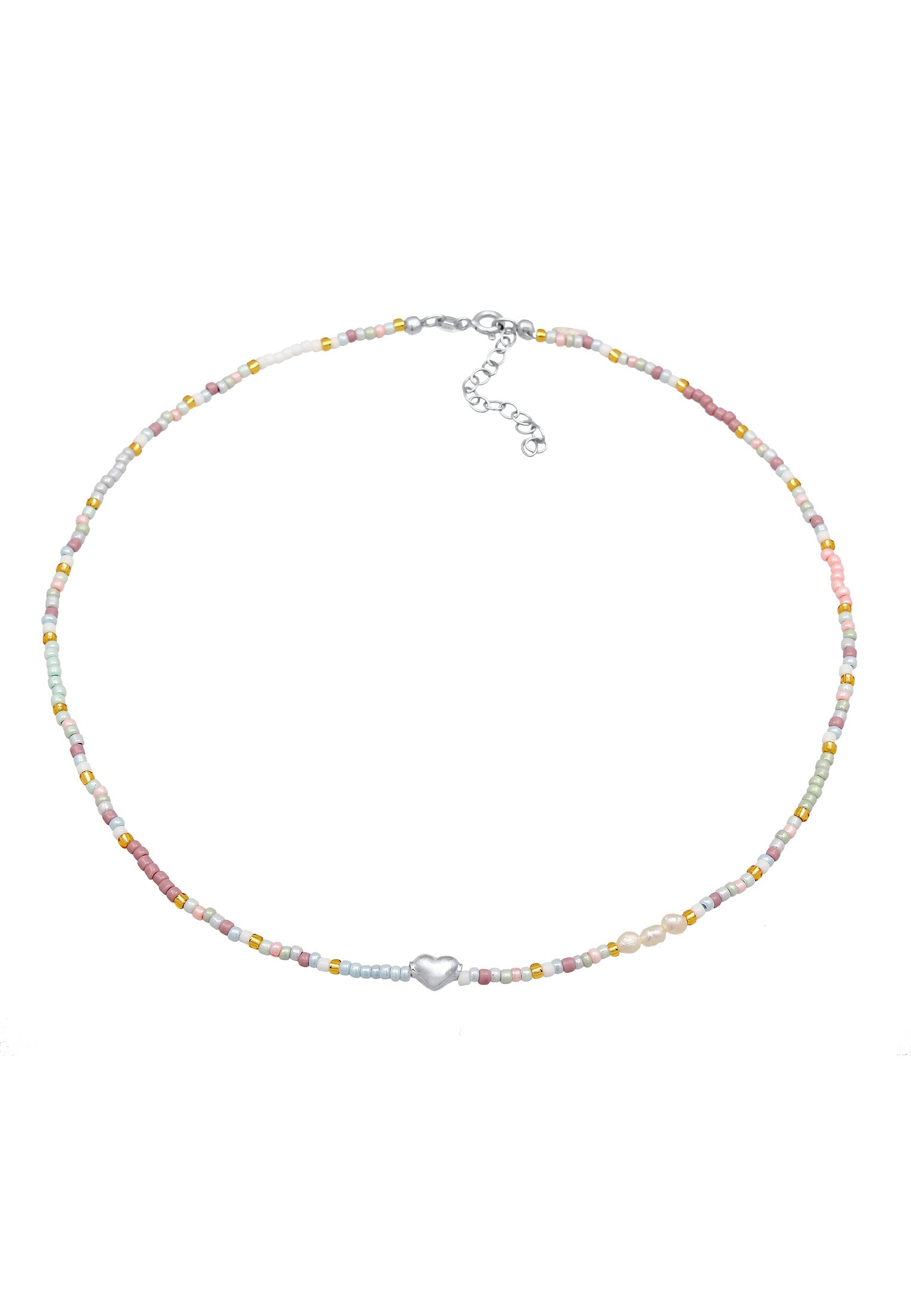 Elli Lange Kette »Halskette Choker Herz Glas Beads Sommer Style 925 Silber«