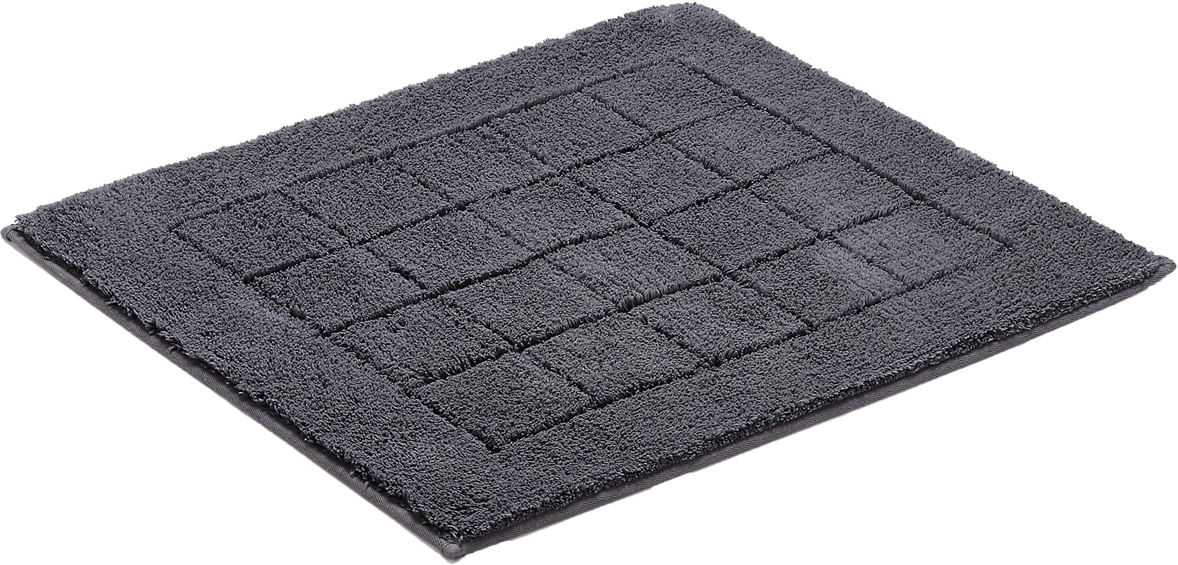 Vossen Badematte »Exclusive«, rutschhemmend beschichtet, fußbodenheizungsgeeignet, Badteppich, Uni-Farben, Karo Muster, Hoch-Tief Effekt, reine Baumwolle