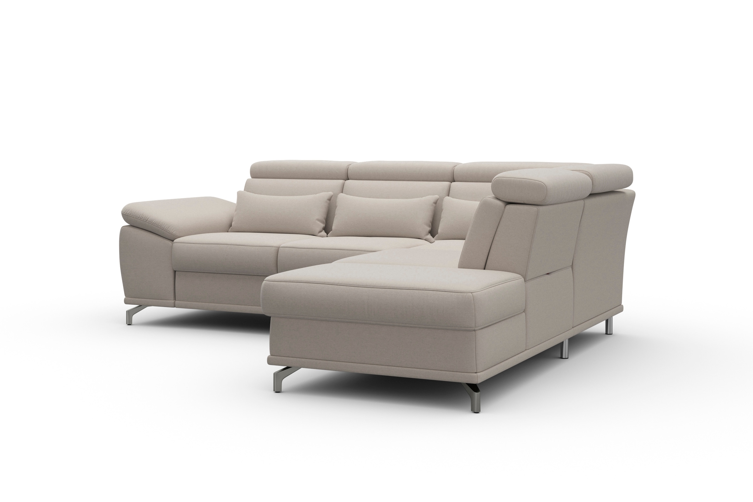 sit&more Ecksofa »Cabrio L-Form, B: 274 cm, mit Sitztiefen-, Arm- & Kopfteilverstellung« 3 Nierenkissen, Federkern, optional Bettfunktion und Stauraum