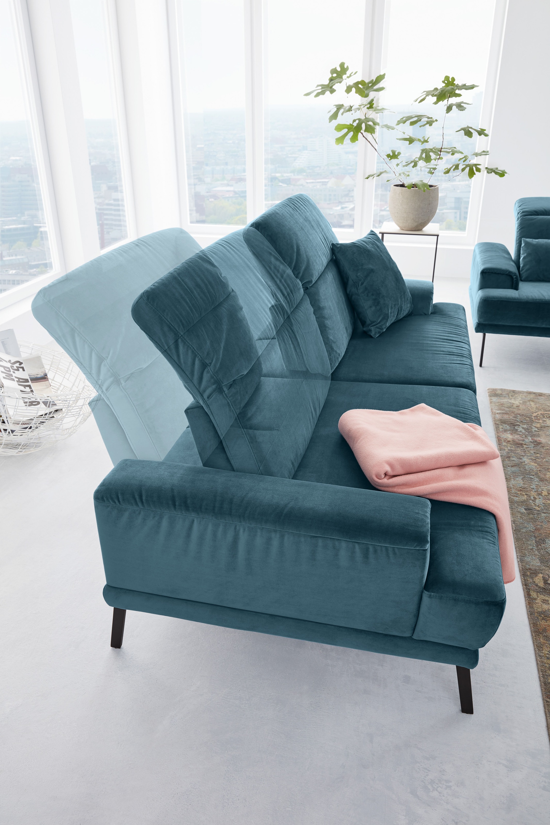 Musterring 2-Sitzer »MR 4580« inkl. Kopf- und Sitztiefenverstellung, Fuß schwarz, B198 x T103 cm