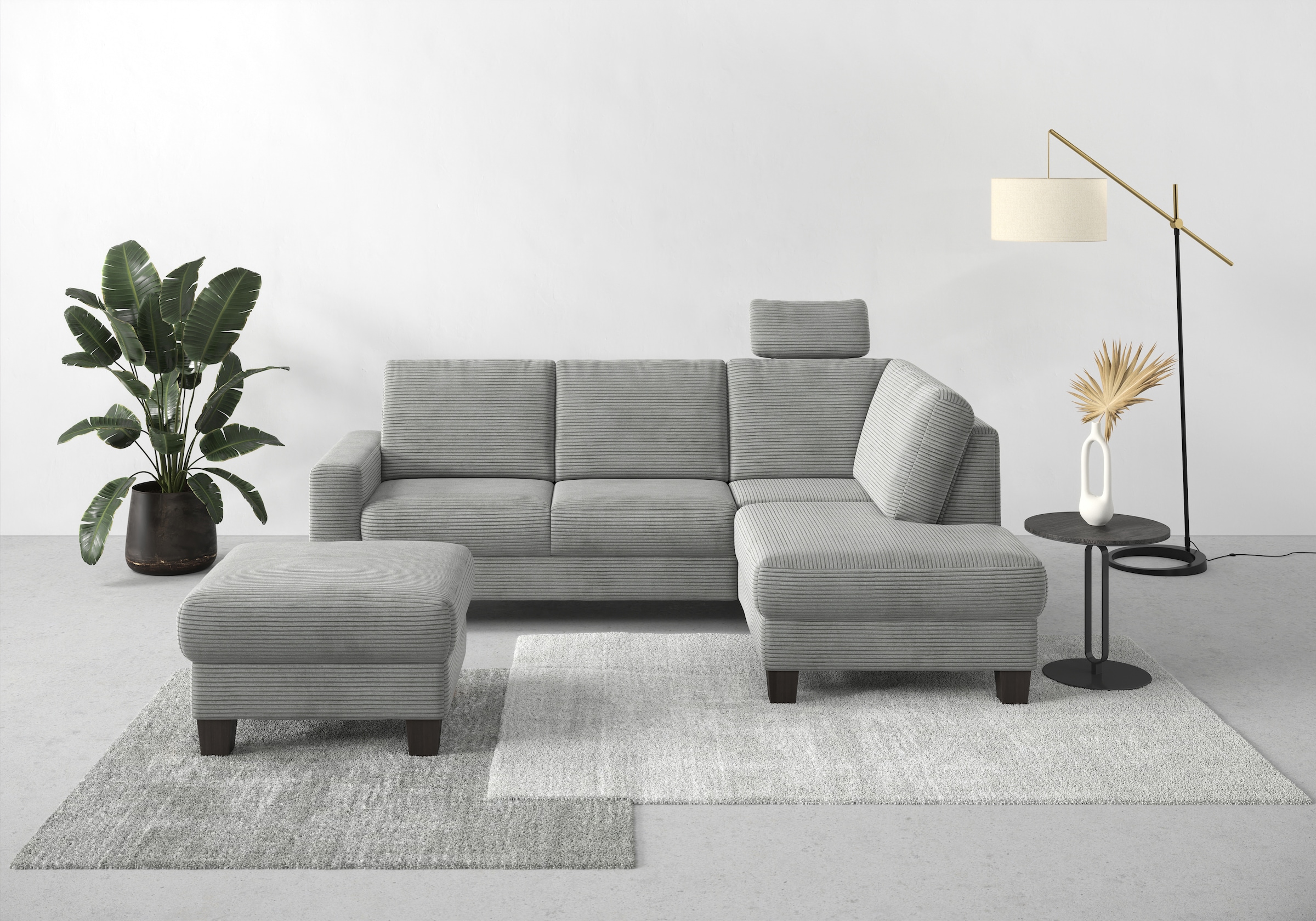 Home affaire Ecksofa »Summer L-Form« mit Ottomane, mit oder ohne Bettfunktion und Bettkasten, Cord-Bezug