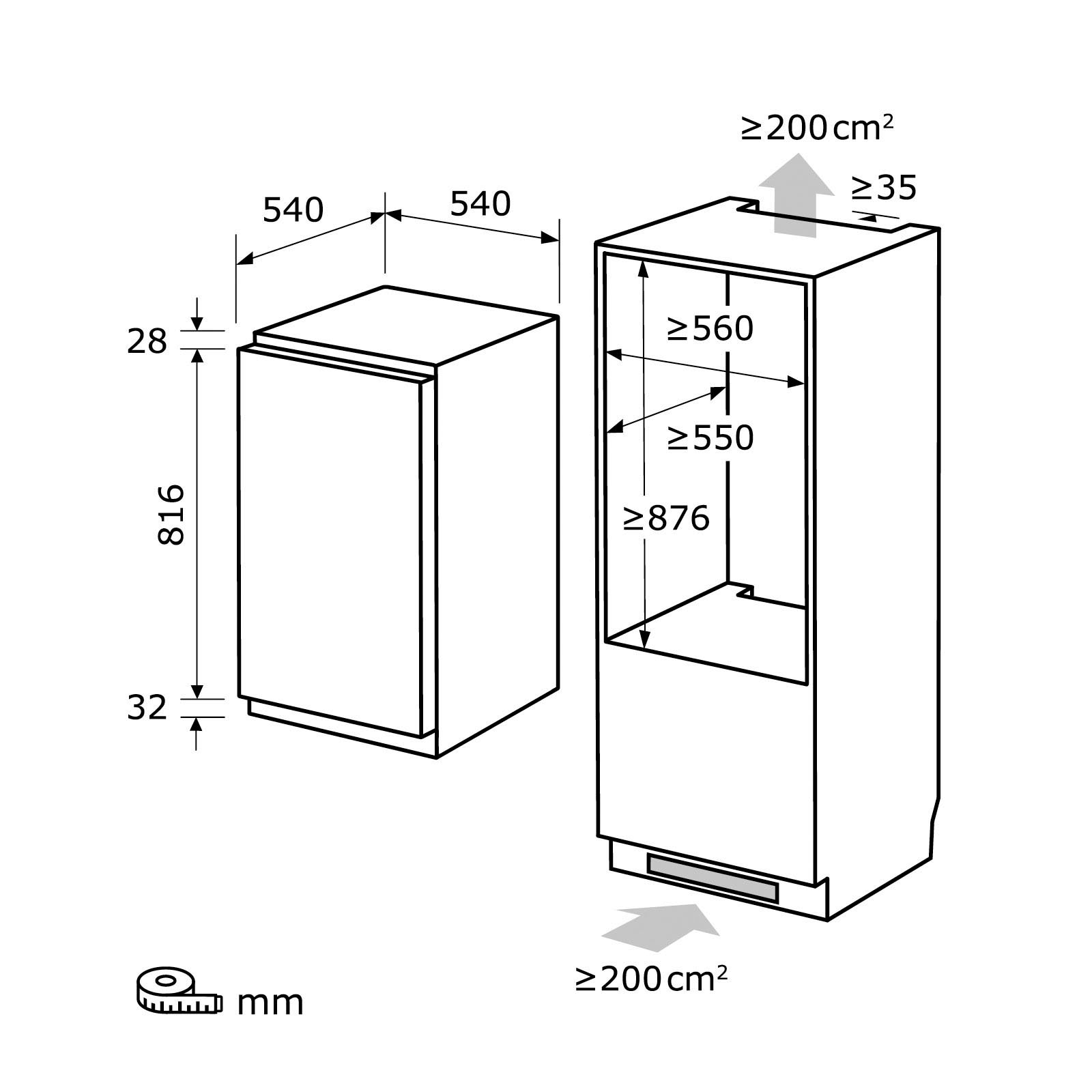 exquisit Einbaukühlschrank »EKS131-4-E-040E«, EKS131-4-E-040E, 88 cm hoch, 54 cm breit