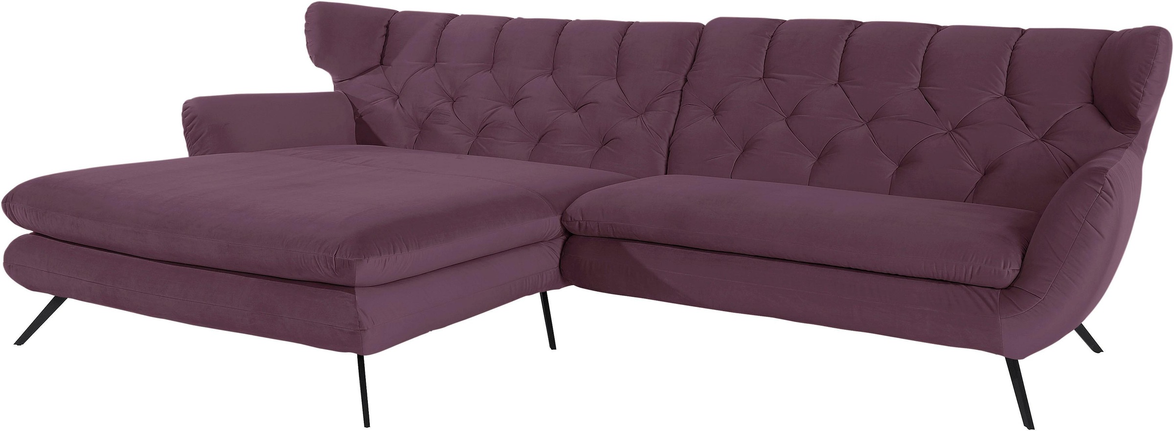 3C Candy Ecksofa »Beatrice Designsofa in moderner Retrooptik, bequem und extravagant«, mit Rückensteppung im Rautenmuster, Ohrenbacken Optik, L-Form