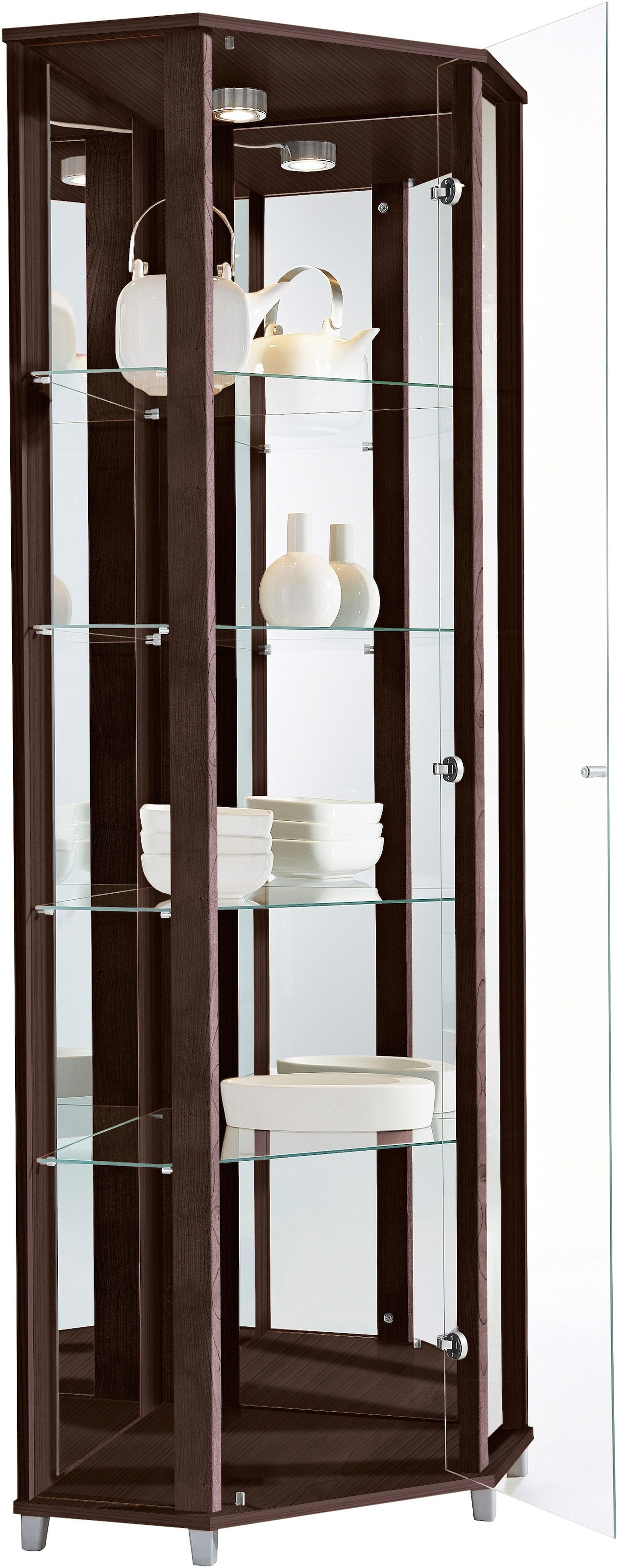 fif möbel Eckvitrine »TRIO Höhe ca. 172 cm, ink. Beleuchtung«, Eckvitrine/Glasvitrine 1x Glastür, perfekt für Sammler, Sammlervitrine