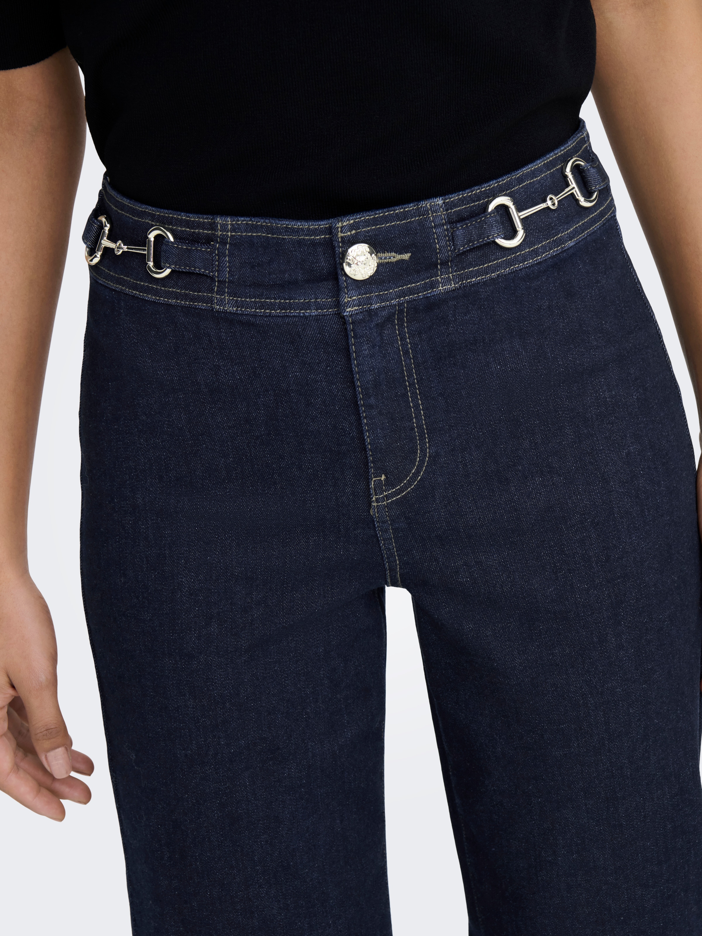 ONLY High-waist-Jeans »ONLMADISON HW WIDE BUCKLE DNM GUA411NOOS« Materialmix, wide fit