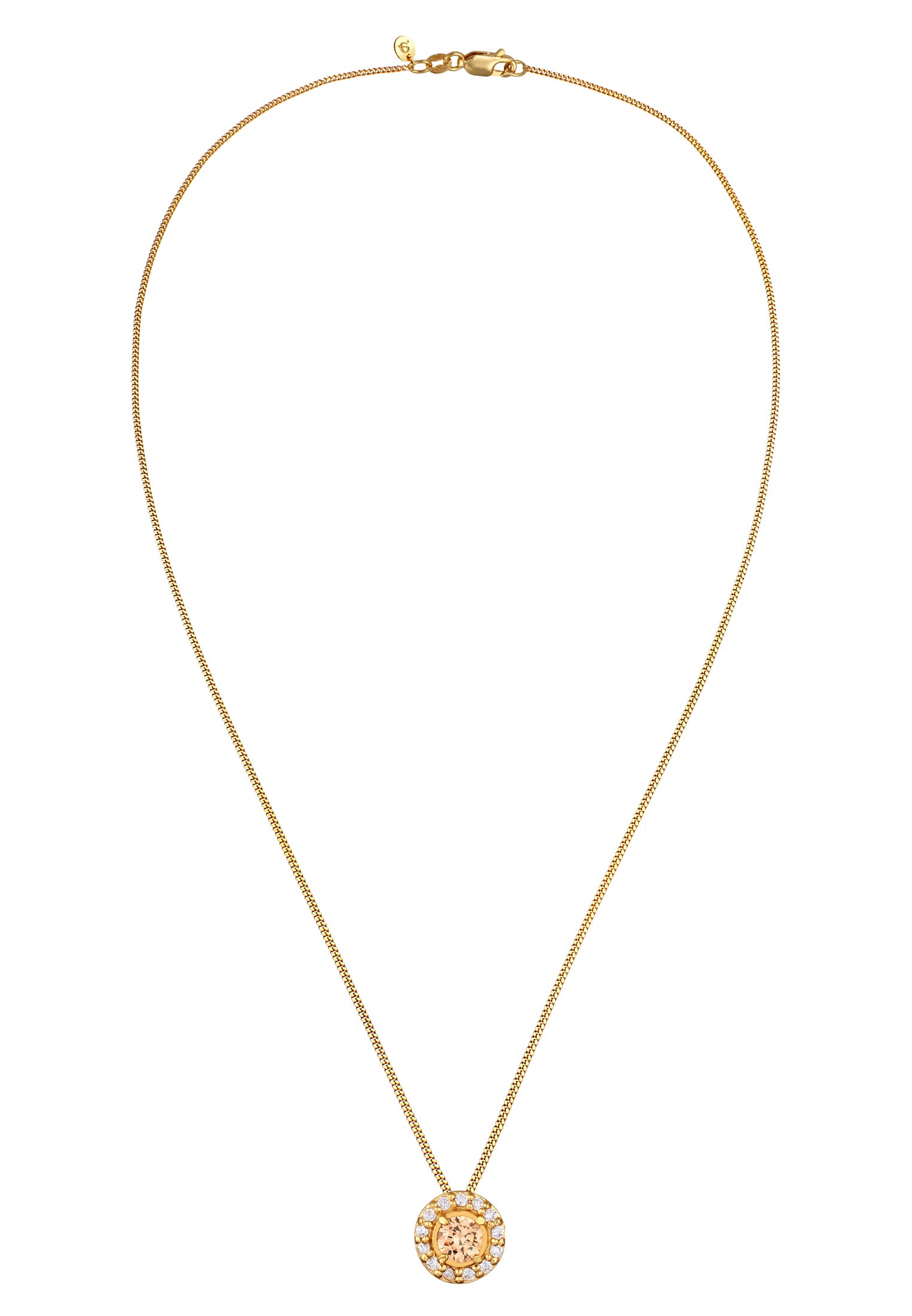 Elli Premium Silberkette »Halskette Morganite Pfirsich Diamantschliff 925 Sterling Silber«