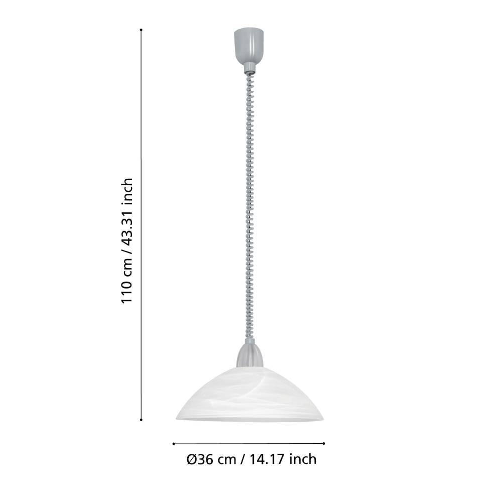 EGLO Pendelleuchte »LORD 2 Hängeleuchte, grau, alabsater Glas in weiß, höhenverstellbar,«, 1 flammig, Leuchtmittel E27 | ohne Leuchtmittel, Pendellampe, Hängelampe, Küche, Esszimmer, klassisches Design,110x36cm
