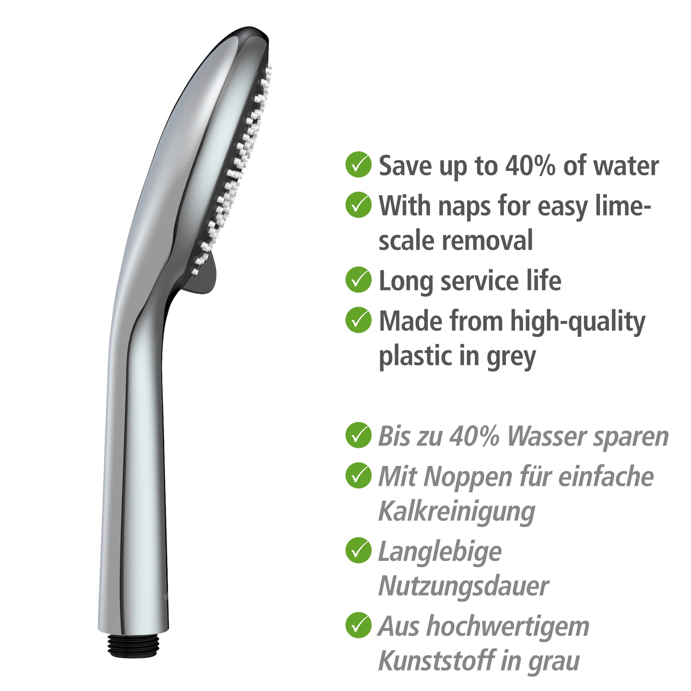 WENKO Stangenbrause-Set »Watersaving«, Chrom, Länge Stange: 70 cm
