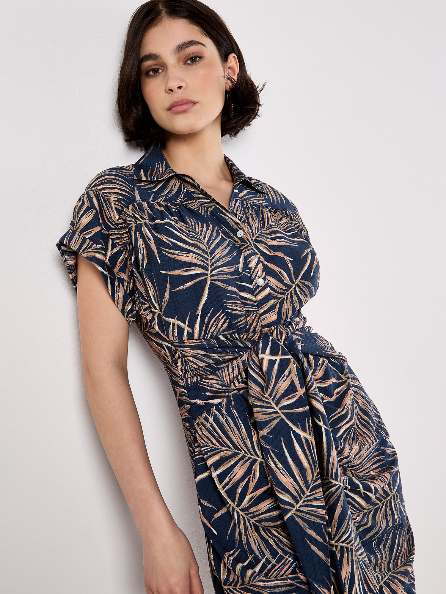 Apricot Midikleid »Midiekleid« mit Blätterdruck