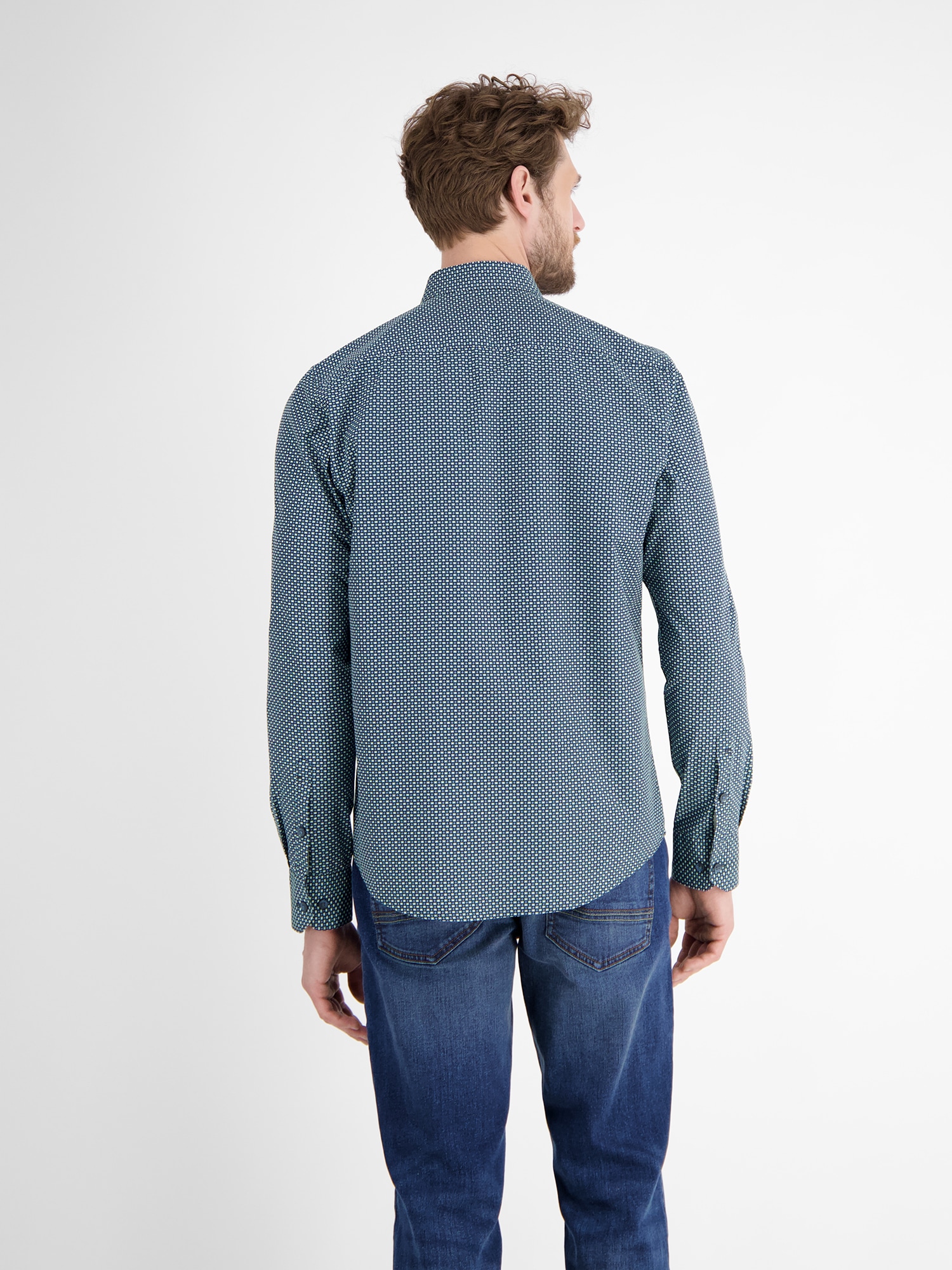 LERROS Langarmhemd »Herrenhemd mit Haifischkragen, dezent gemustert«