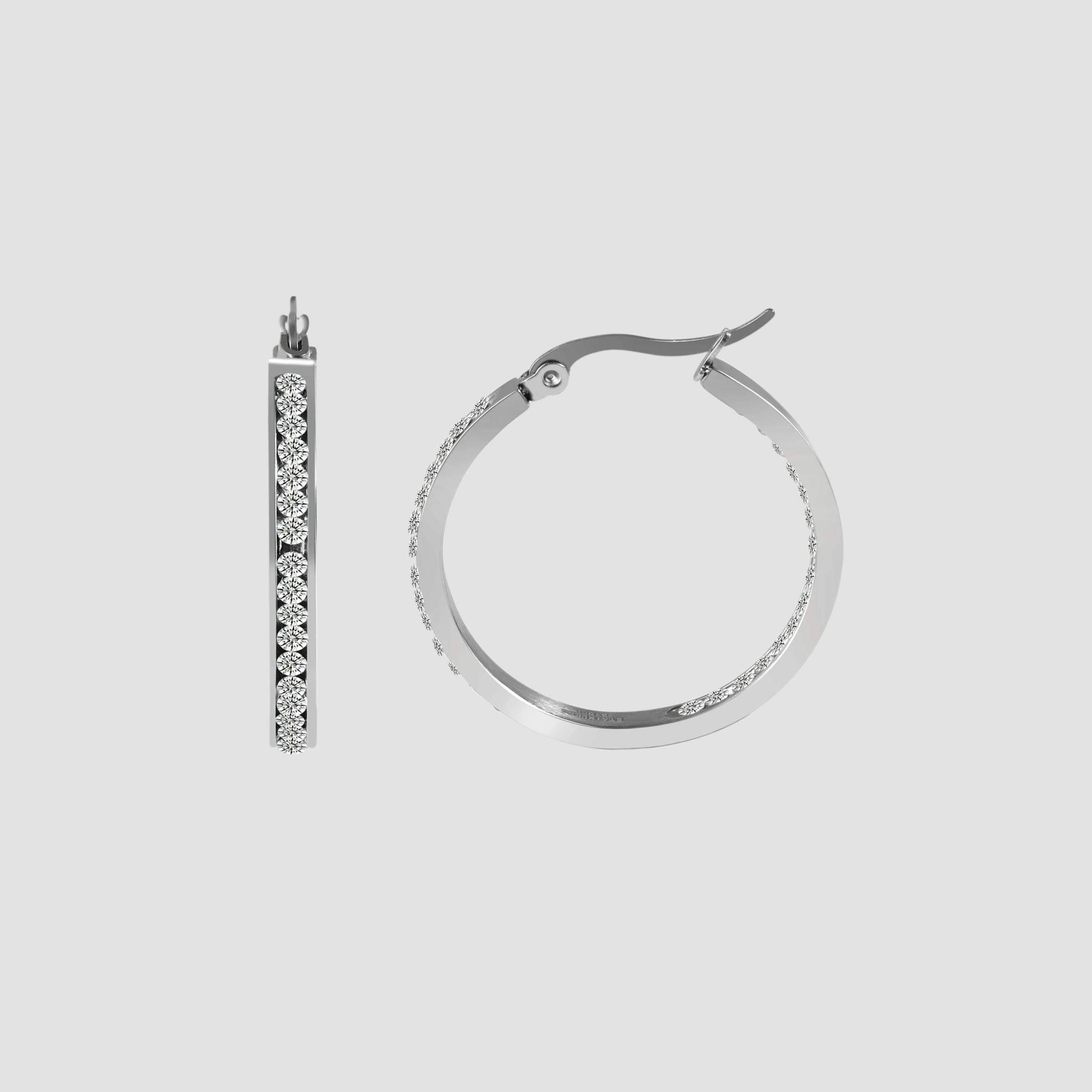 Adelia´s Paar Creolen »Damen Ohrringe ¿ Creole aus Edelstahl mit Strass Steinchen«