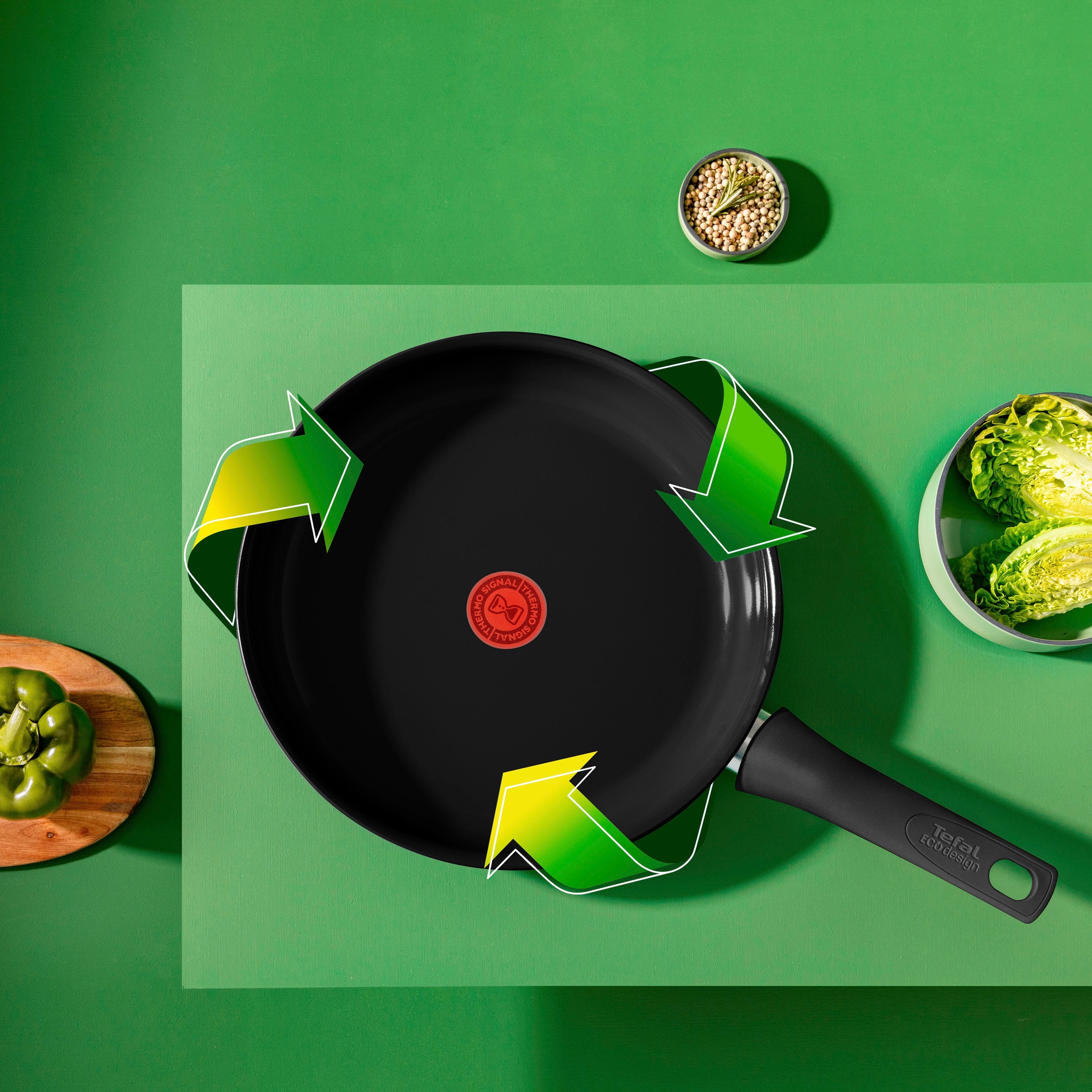 Tefal Bratpfanne »Renew On Black«, Aluminium, (1 tlg.), umweltfreundlich, recycelt, Thermo-Signal, Induktion
