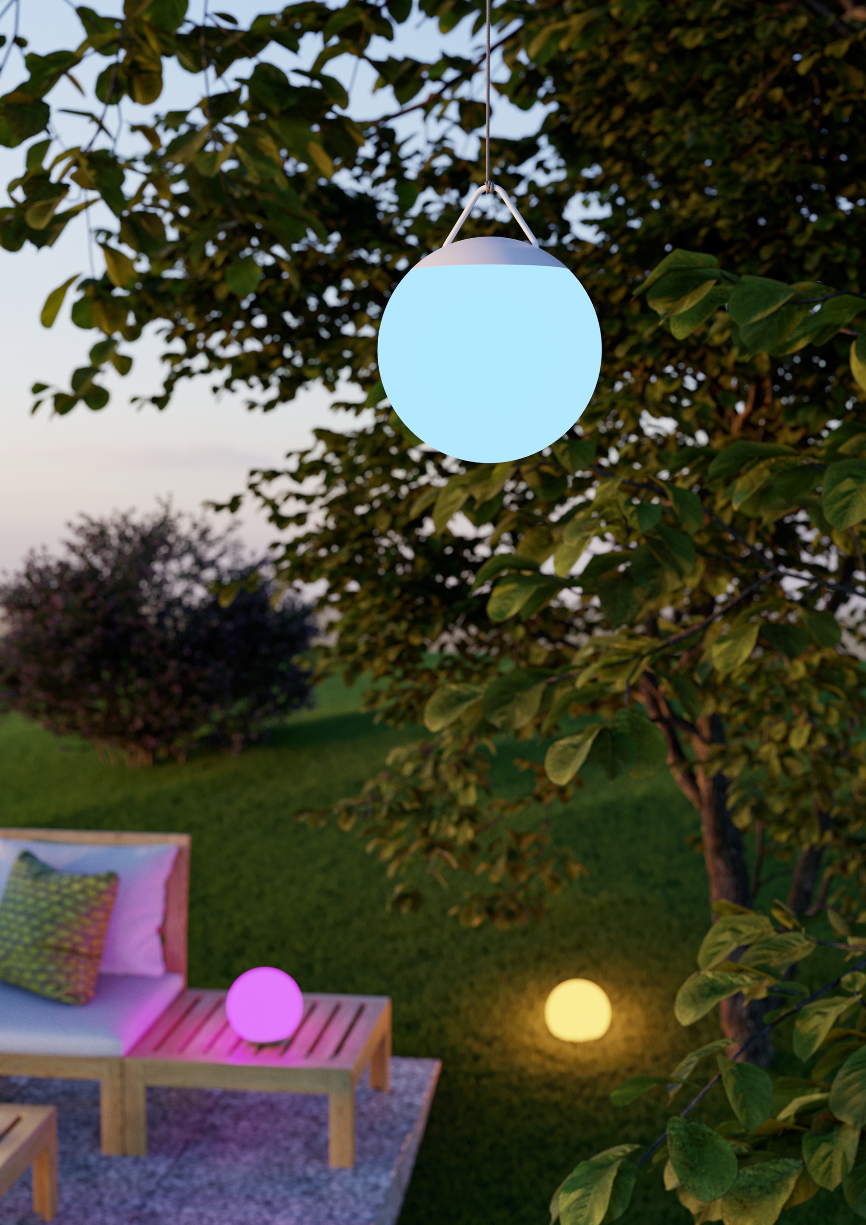 EGLO LED Außen-Stehlampe »POGGIOBELLO Spießleuchte -  - LED - 0,45W - IP44« LED-Modul 1 Stk. RGB LED Kugel, Gartenkugel, Leuchtkugel, Akku-Gartenleuchte, Ø20 cm