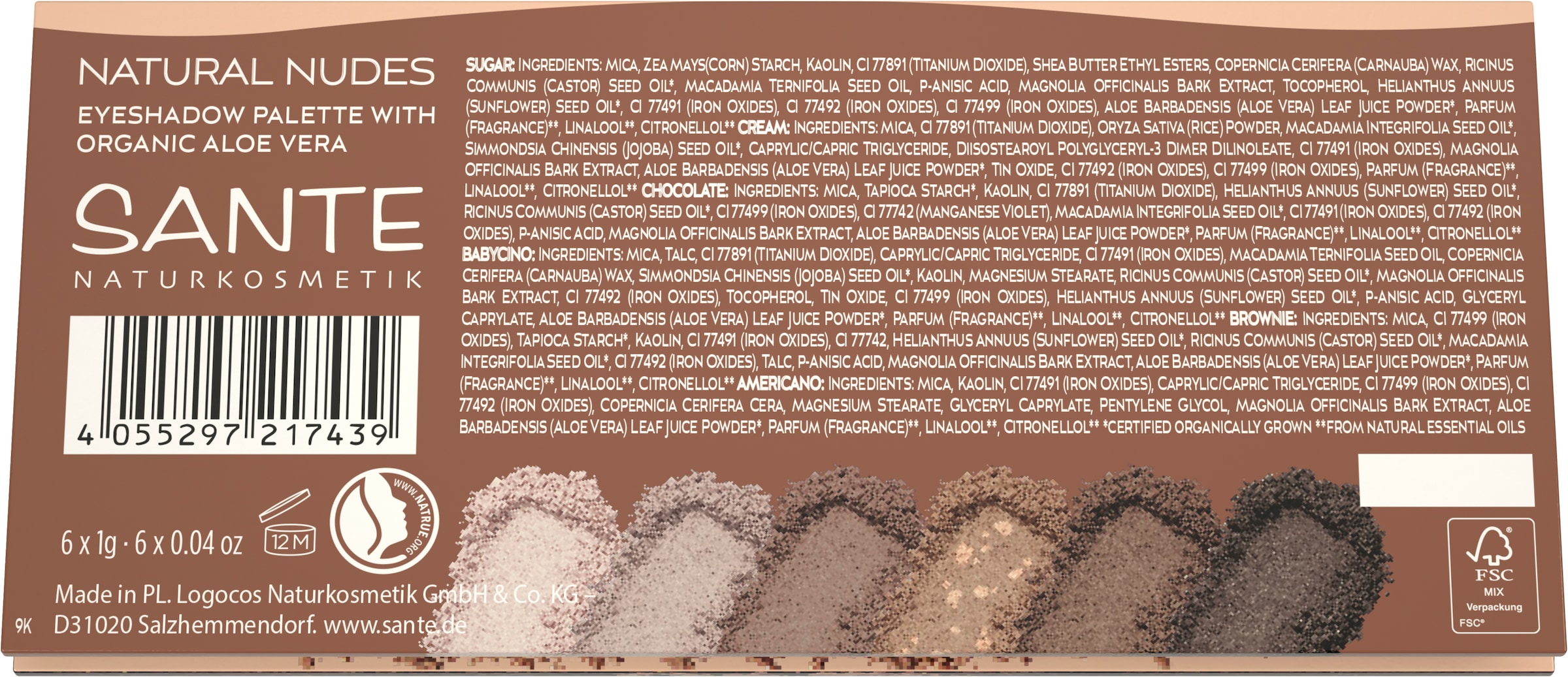 SANTE Lidschatten-Palette »Eyshadow Palette« Lidschatten-Palette, mit mattierenden und schimmernden Finishes