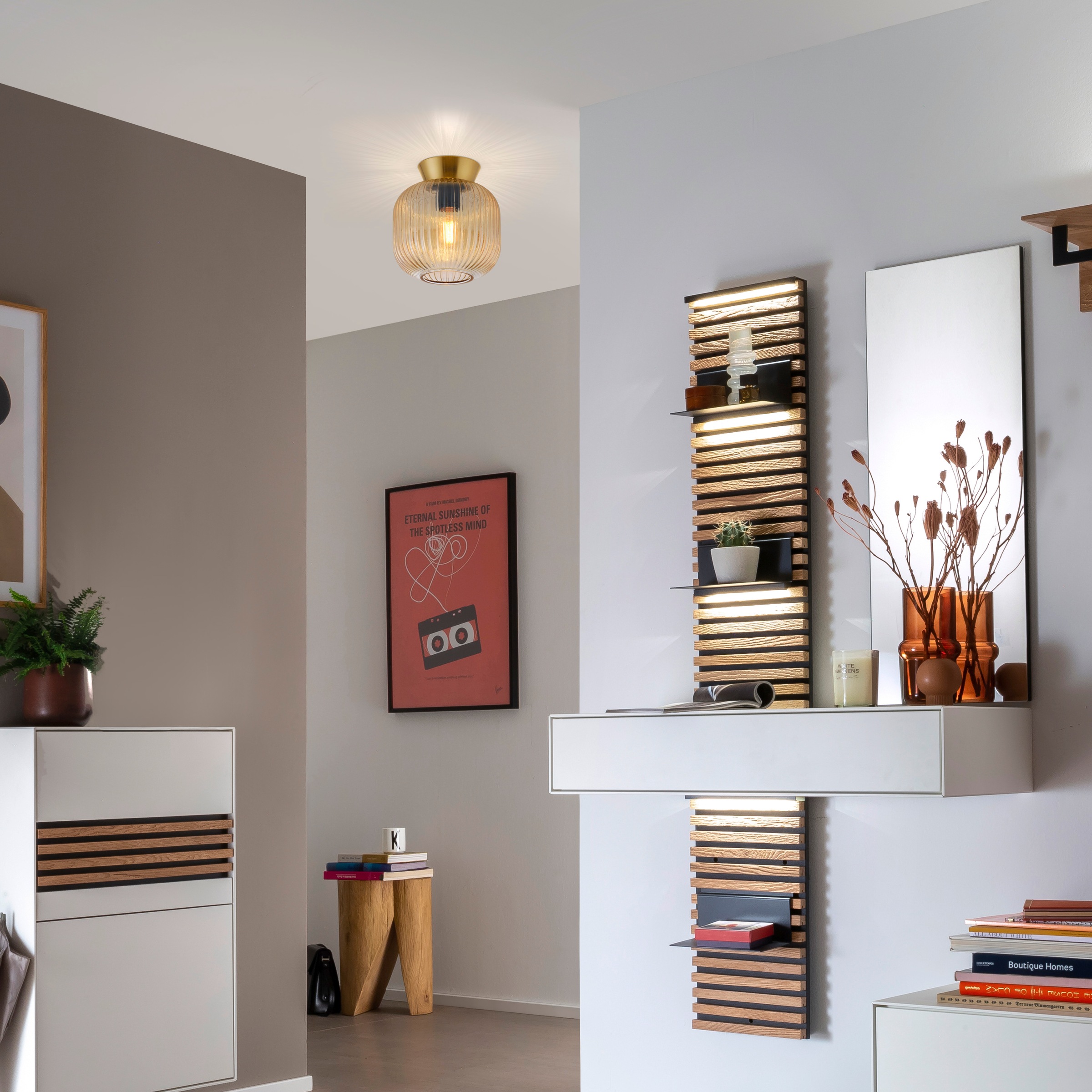 SCHÖNER WOHNEN-Kollektion LED Deckenleuchte »NAMI« E27 1 Stk. SCHÖNER WOHNEN Kollektion, geriffeltes Glas