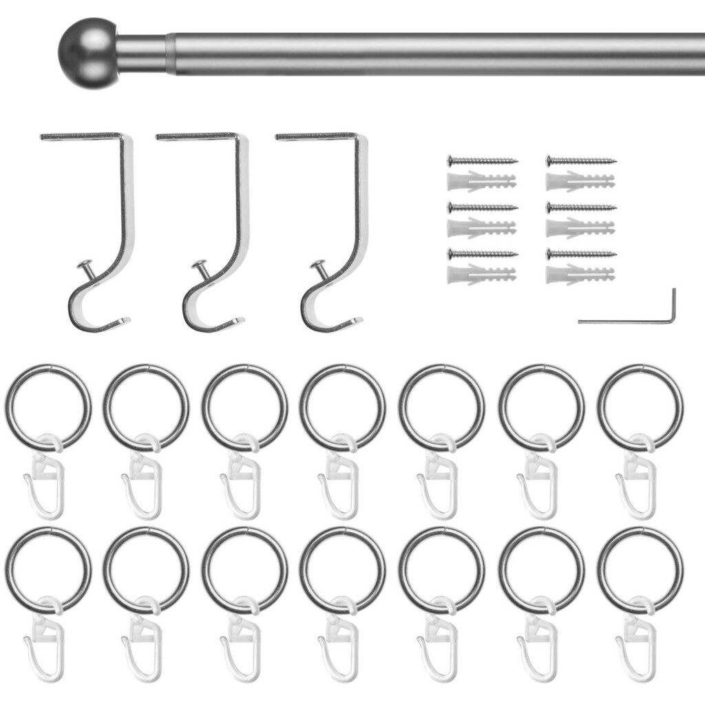 LICHTBLICK ORIGINAL Gardinenstange »Gardinenstange Kugel, 20 mm, ausziehbar, 1 läufig 130 - 240 cm«, 1 läufig-läufig, ausziehbar