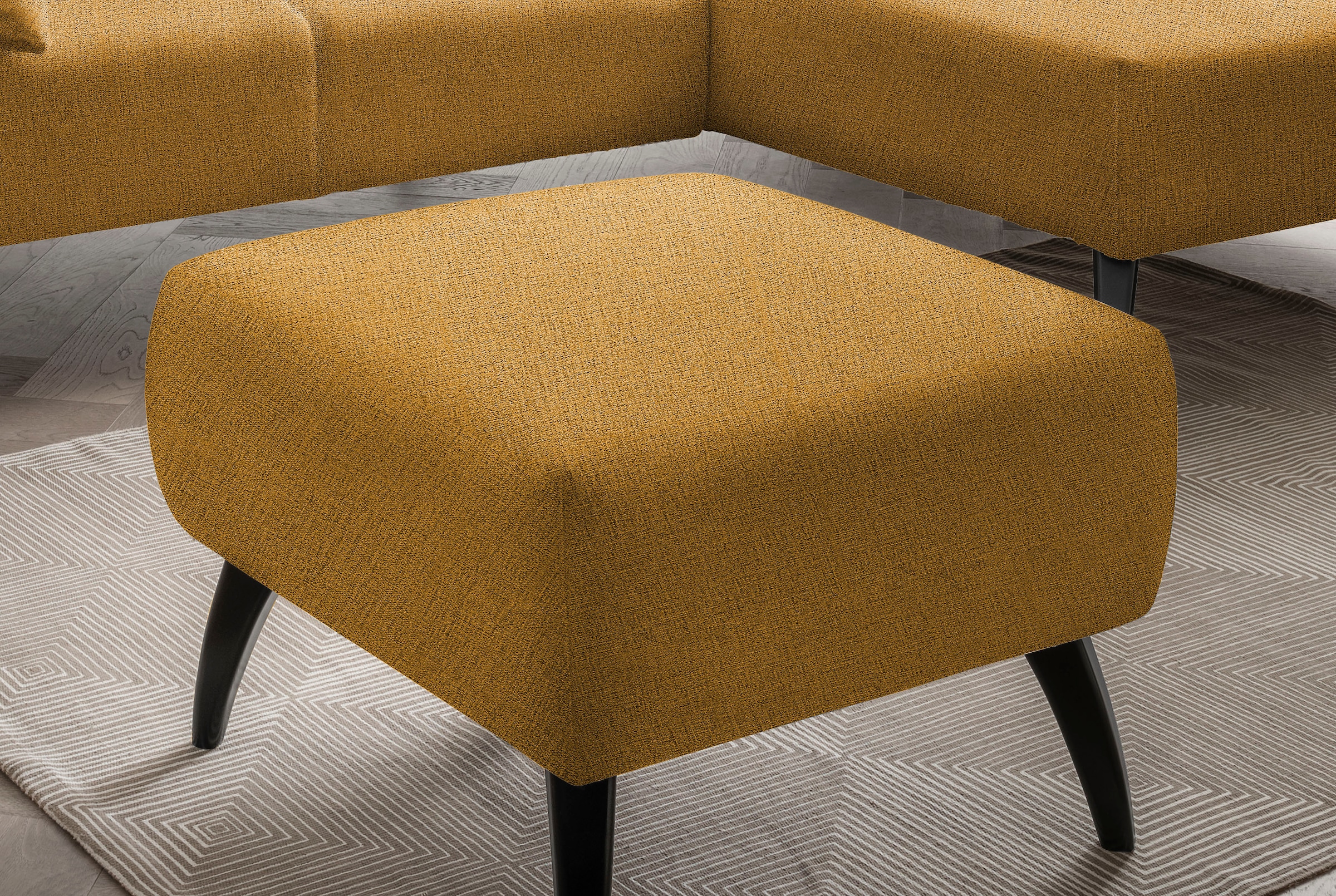 Home affaire Polsterhocker »Colori« Holzfußfarbe wählbar, verschiedene Stoffe, hochwertige Stoffqualität