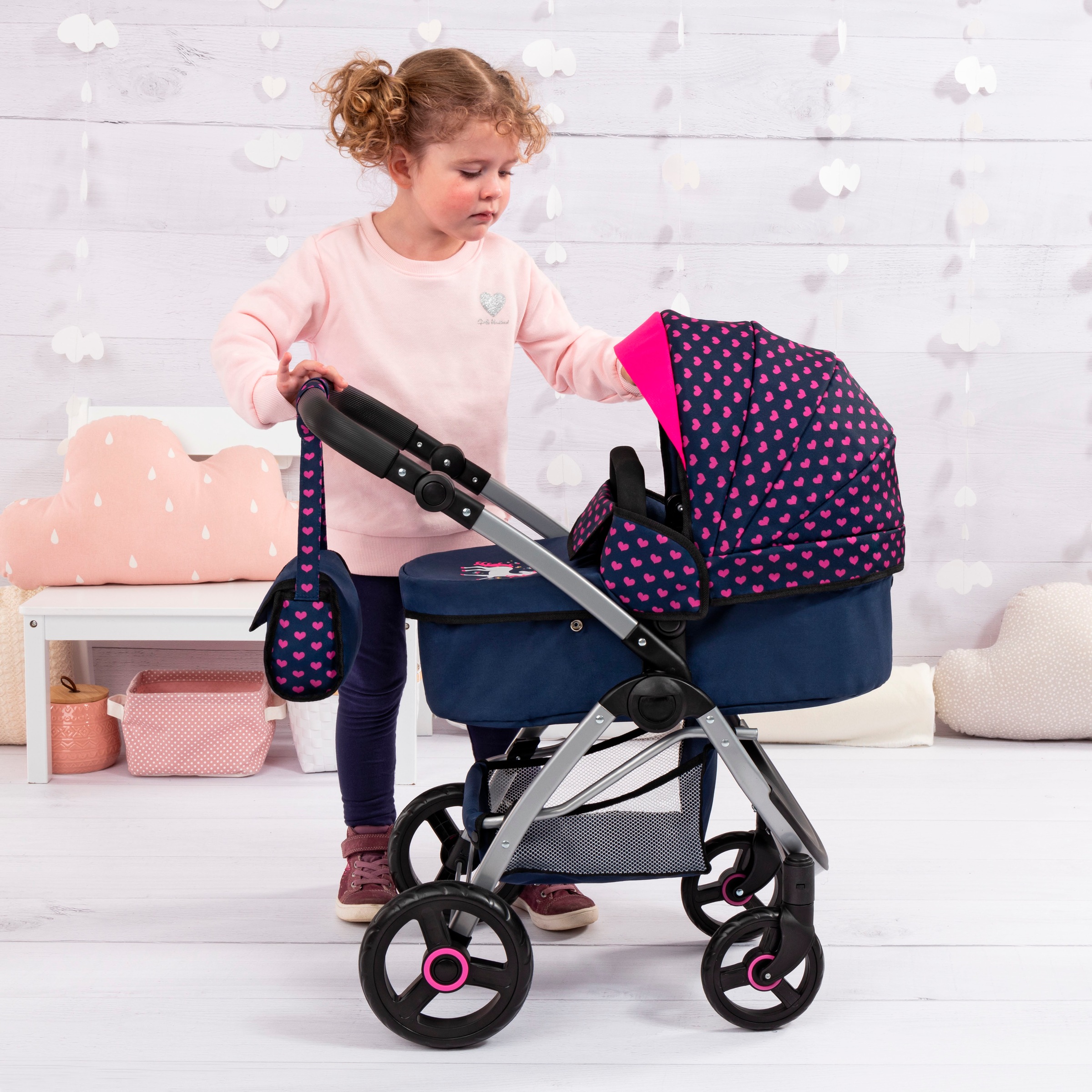 Bayer Kombi-Puppenwagen »City Max blau«, mit Wickeltasche