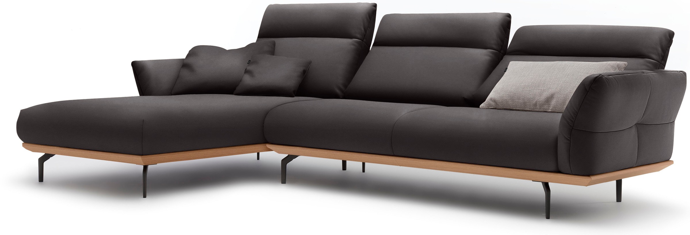 Creation BY ROLF BENZ Ecksofa »CR.460«, Sockel in Eiche, Winkelfüße in Umbragrau, Breite 318 cm