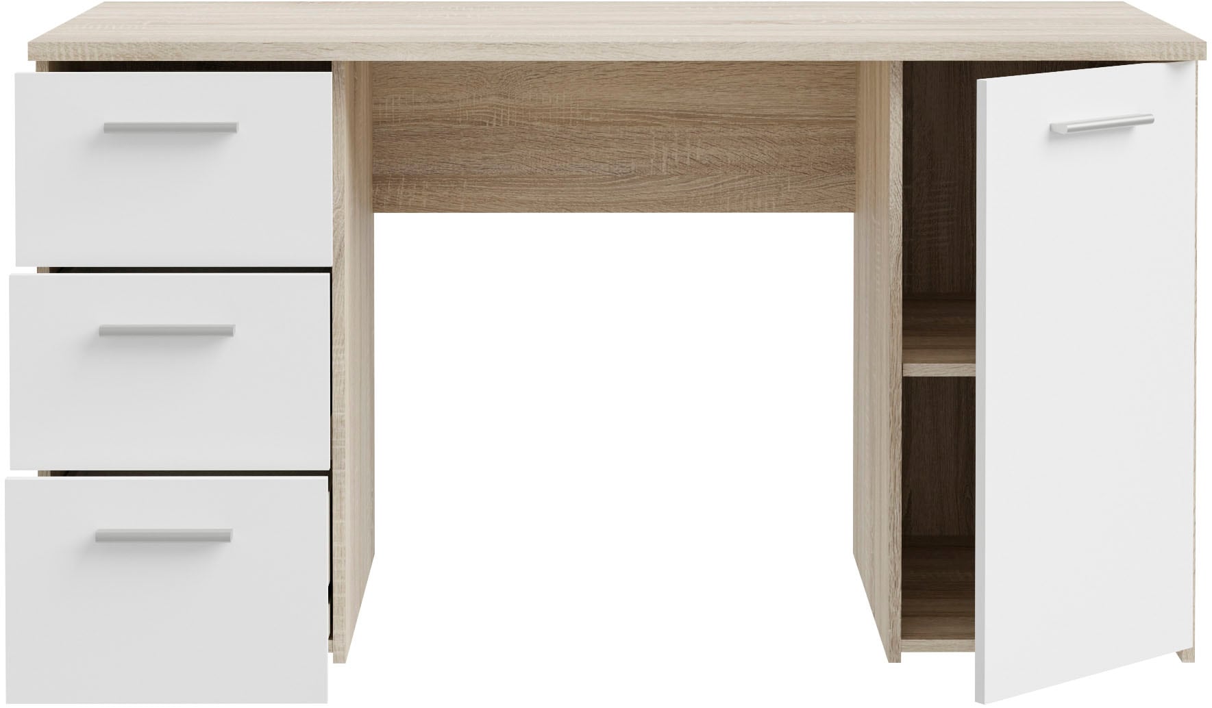 FORTE Schreibtisch »Neuss«, mit 3 Schubladen & 1 Tür, funktional, Breite 138 cm