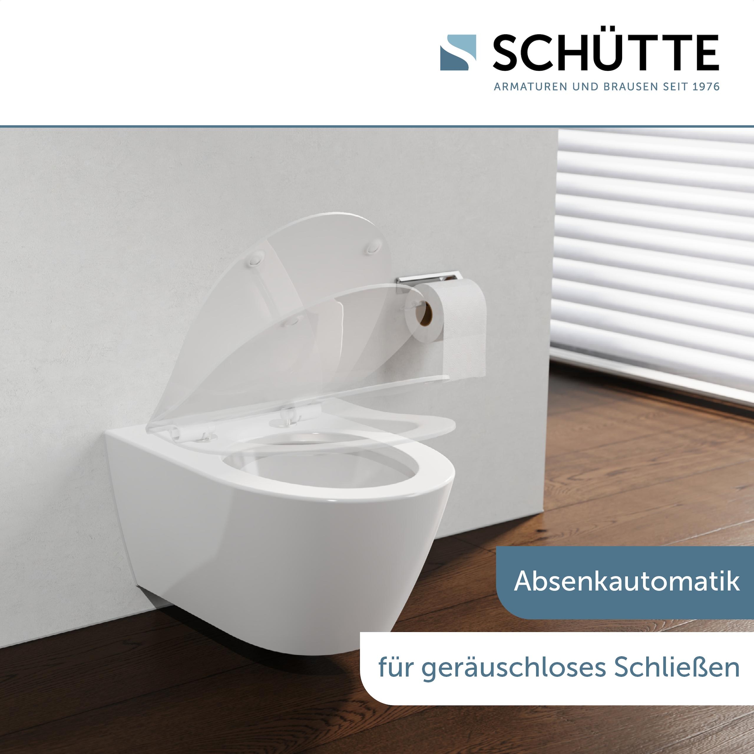 Schütte WC-Sitz »Duroplast, WHITE D-Form PRO 6«, (WC-Sitz, Befestigungsmaterial, Montageanleitung), mit Absenkautomatik und Schnellverschluss