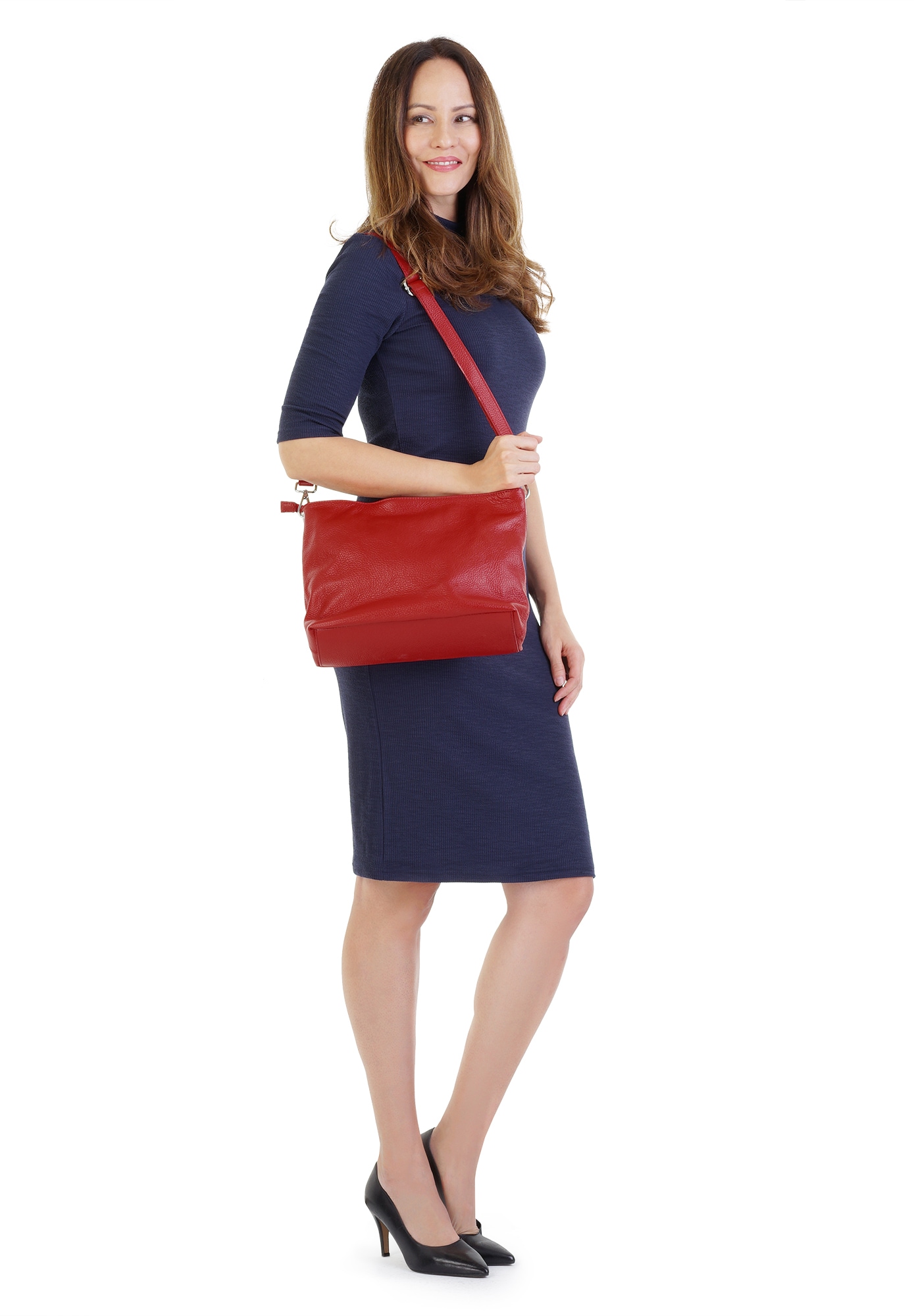 Samantha Look Umhängetasche echt Leder, Made in Italy