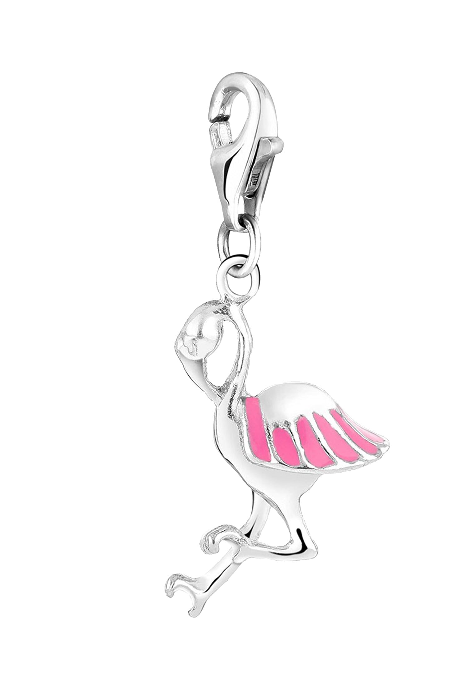 Nenalina Charm-Einhänger »Charm Anhänger Flamingo Sommer Emaille 925 Silber«