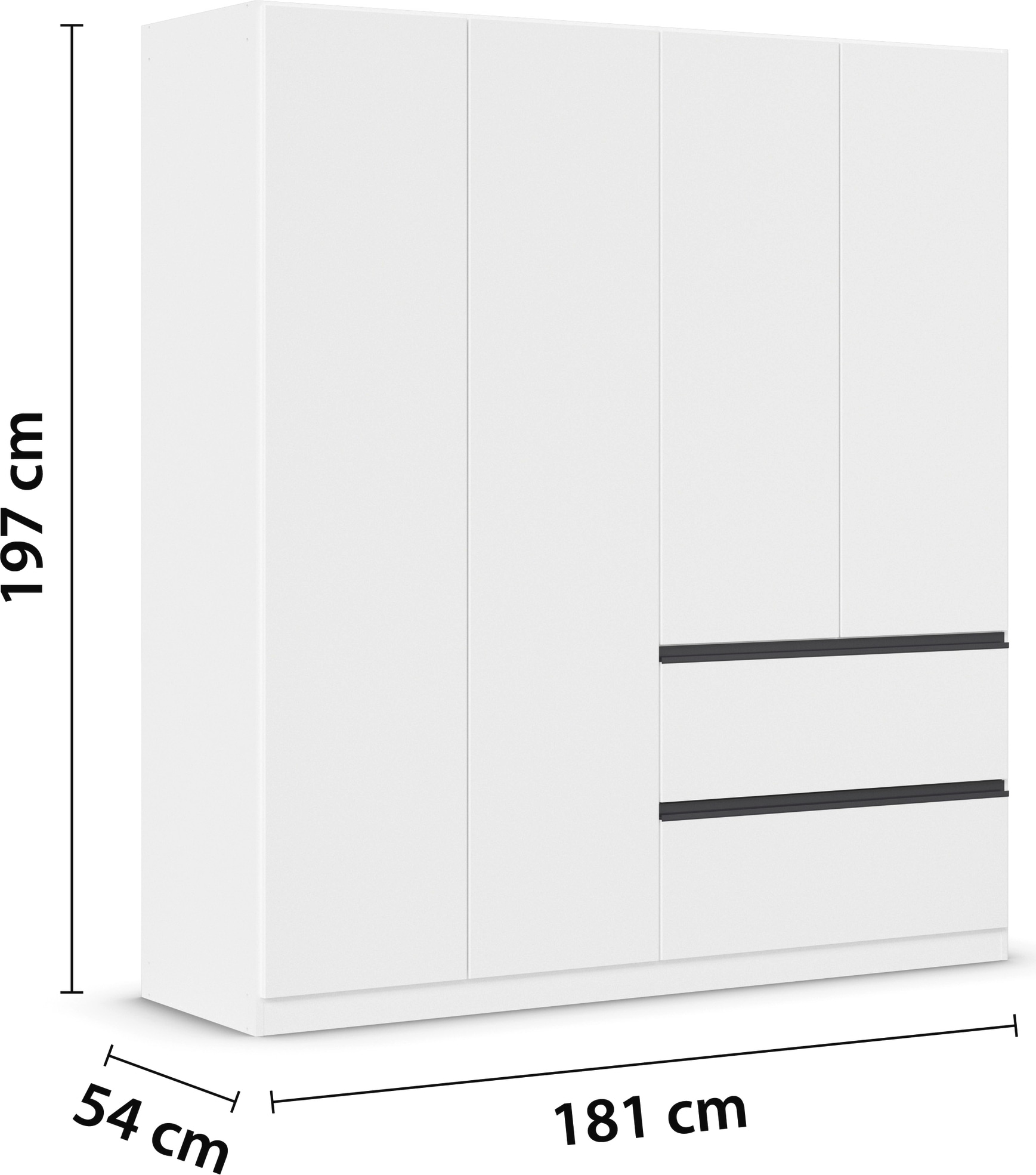 rauch Drehtürenschrank »Kleiderschrank Schrank Garderobe Wäscheschrank COSTA in 3 Breiten«, viel Platz, grifflose Front und Push-to-Open Funktion MADE IN GERMANY