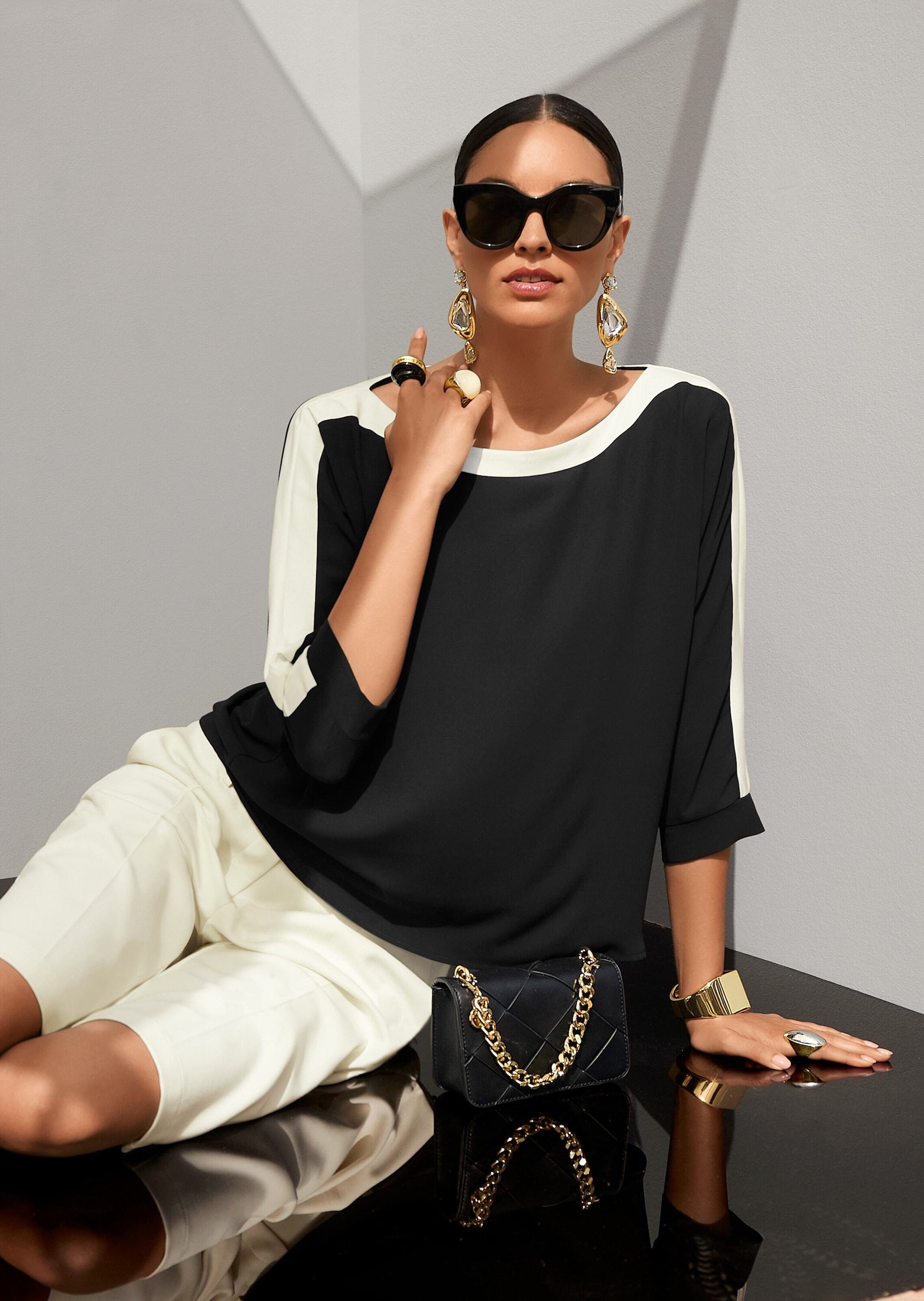 MADELEINE Langarmbluse »Blusenshirt Businessbluse im Colour Blocking-Stil« Colourblocking