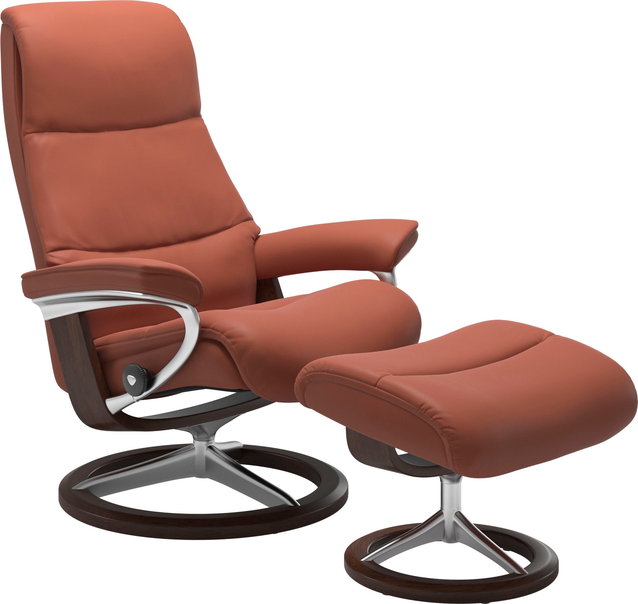 Stressless® Relaxsessel »View«, (Set, Relaxsessel mit Hocker), mit Signature Base, Größe M,Gestell Braun