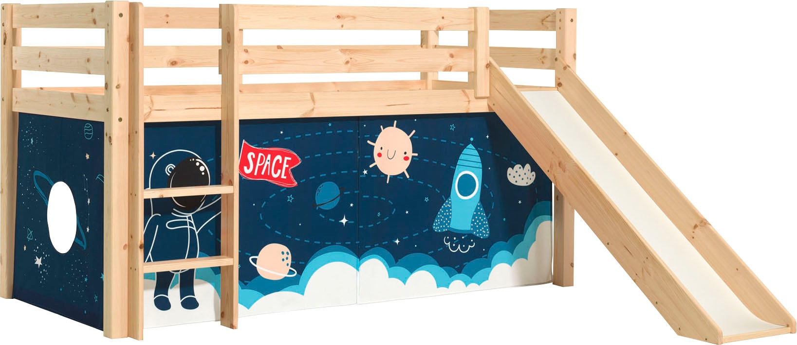 Vipack Spielbett »Vipack Pino«, (Made in Europe), Hochbett mit Textil-Set, inkl....