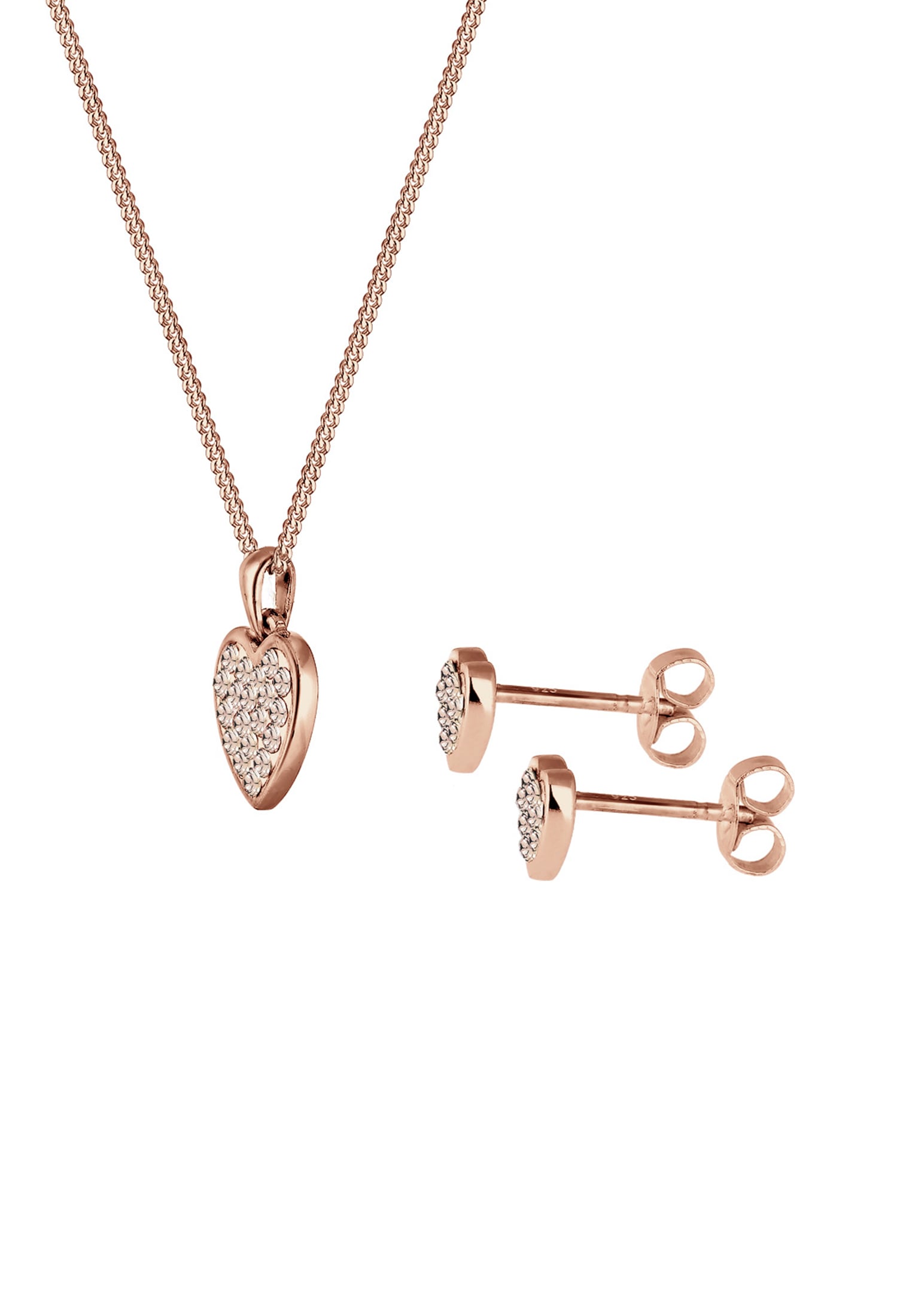 Elli Ohrring und Ketten Set »Schmuckset Herz Weiß 925 Sterling Silber, mit Kristallen von Swarovski®«