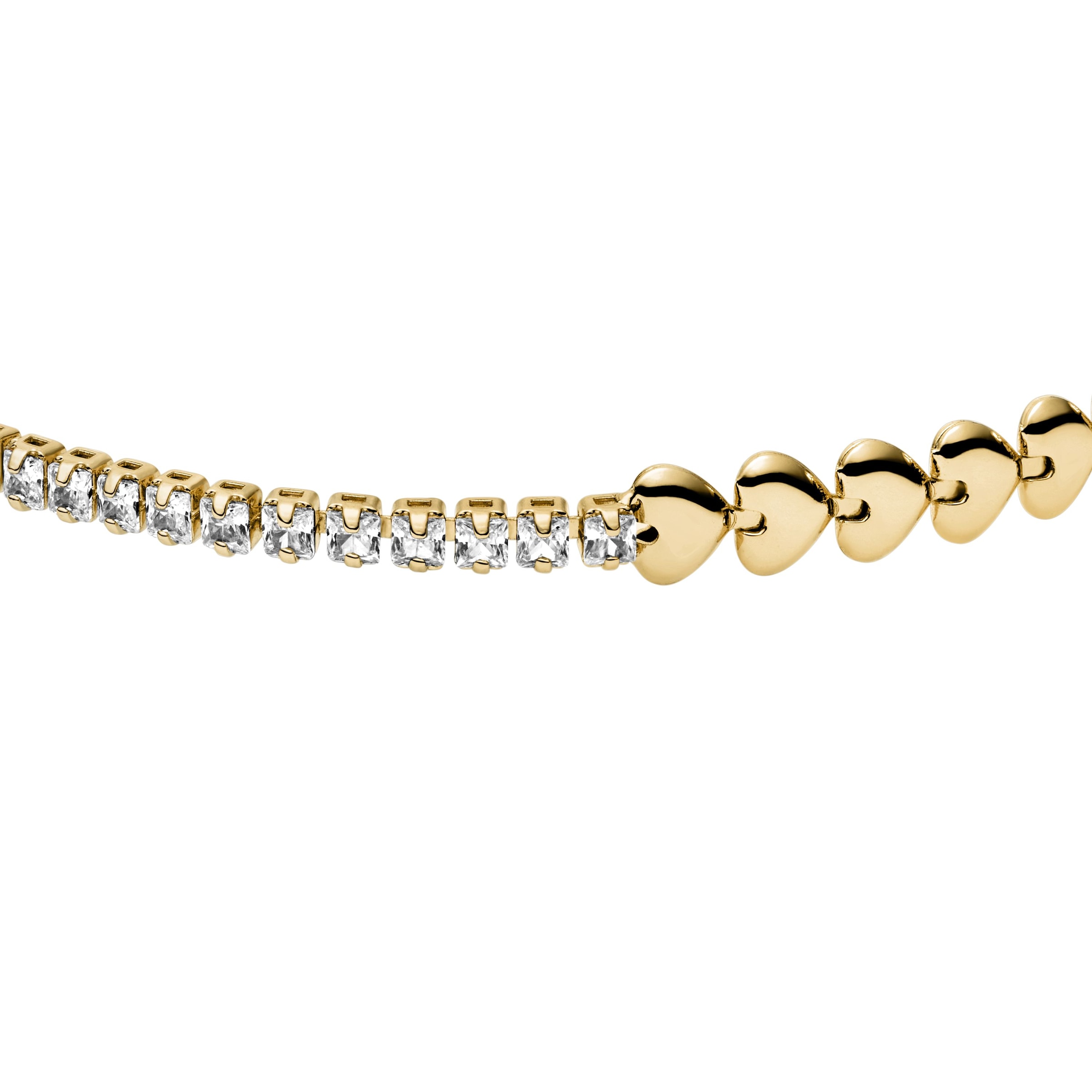 Fossil Armband »Schmuck Geschenk Metall SUTTON Herzen« mit Zirkonia (synth.)