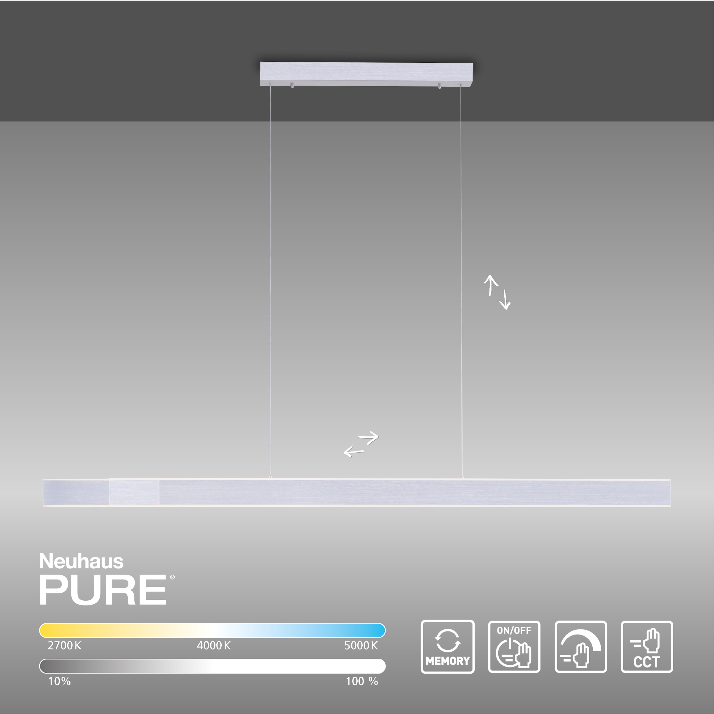 Neuhaus PURE LED Pendelleuchte »PURE Lume« LED-Board 1 Stk. warmweiß - kaltweiß Dimmbar über Sensordimmer, 3-Stufen CCT, ausziehbar