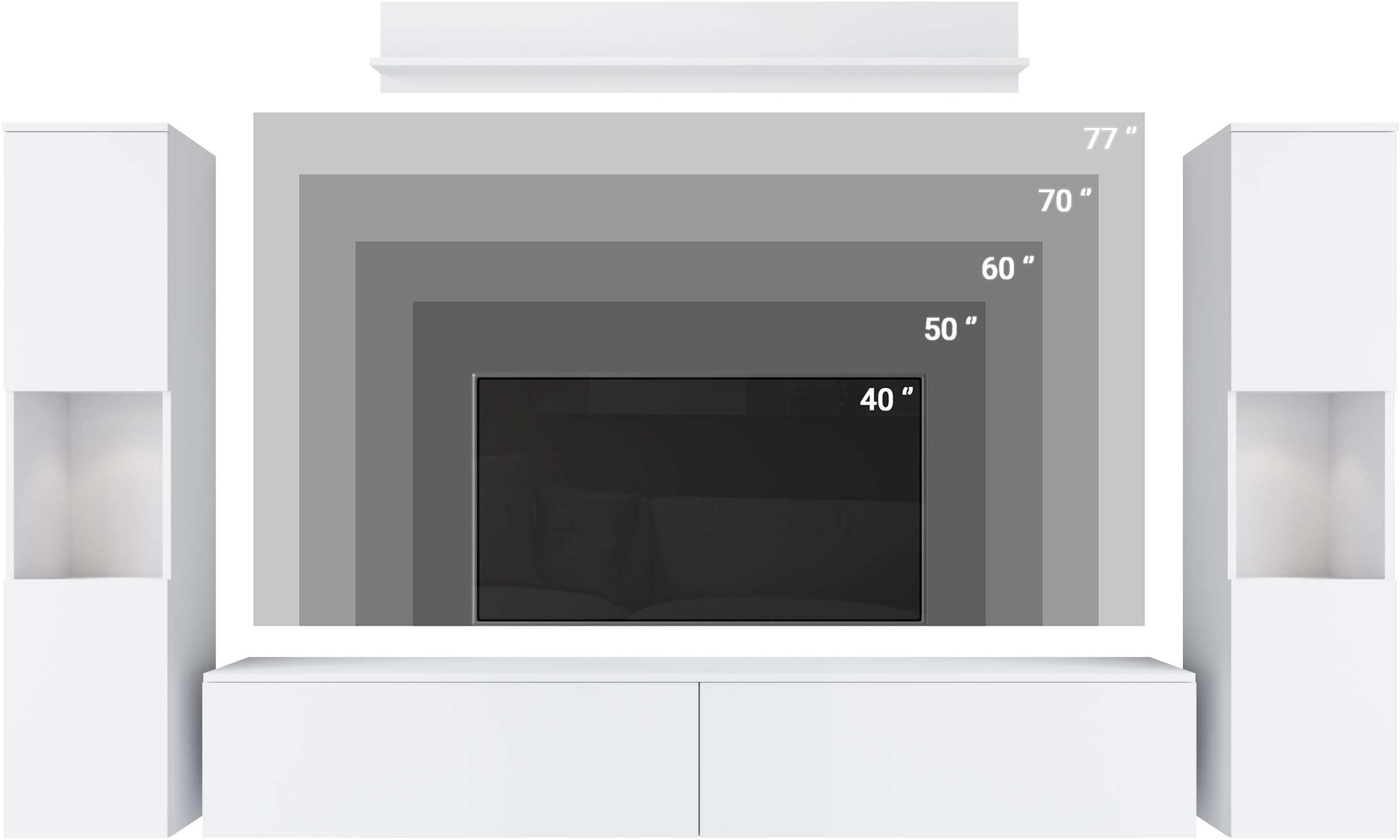 INOSIGN Wohnwand »PARIS, Vitrine Türanschlag links/rechts wechselbar« Komplett-Set, 4 Stk. tlg.