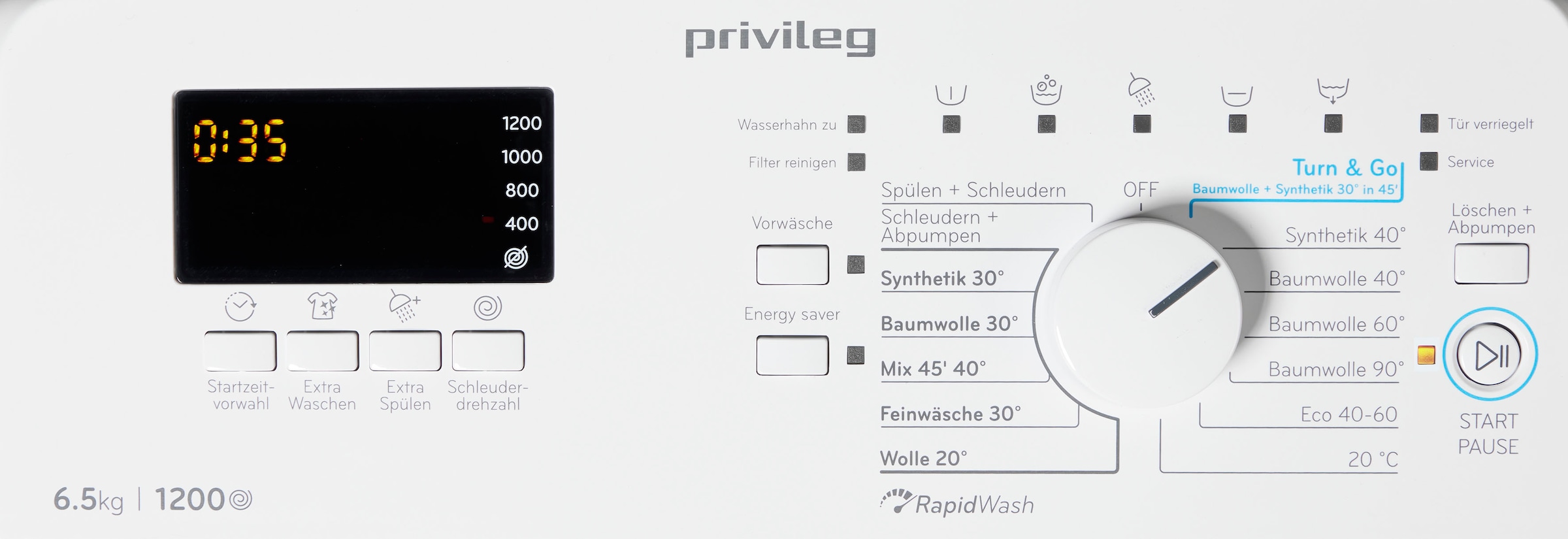 Privileg Waschmaschine Toplader »PWT D6512P N«, PWT D6512P N, 6,5 kg, 1200 U/min
