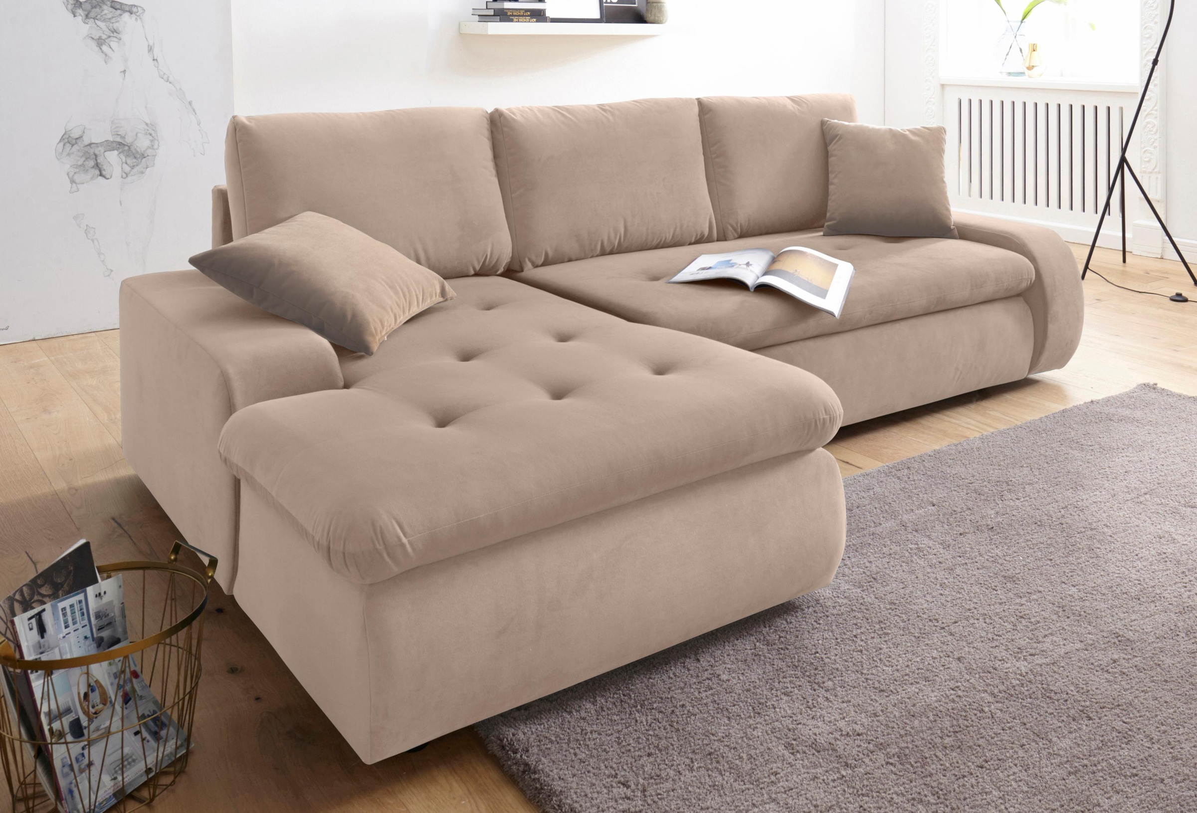 TRENDMANUFAKTUR Ecksofa »Indie II, tolle Detailverarbeitung, bequem und komfortabel im Sitz«, XL und XXL, wahlweise mit Bettfunktion, L-Form