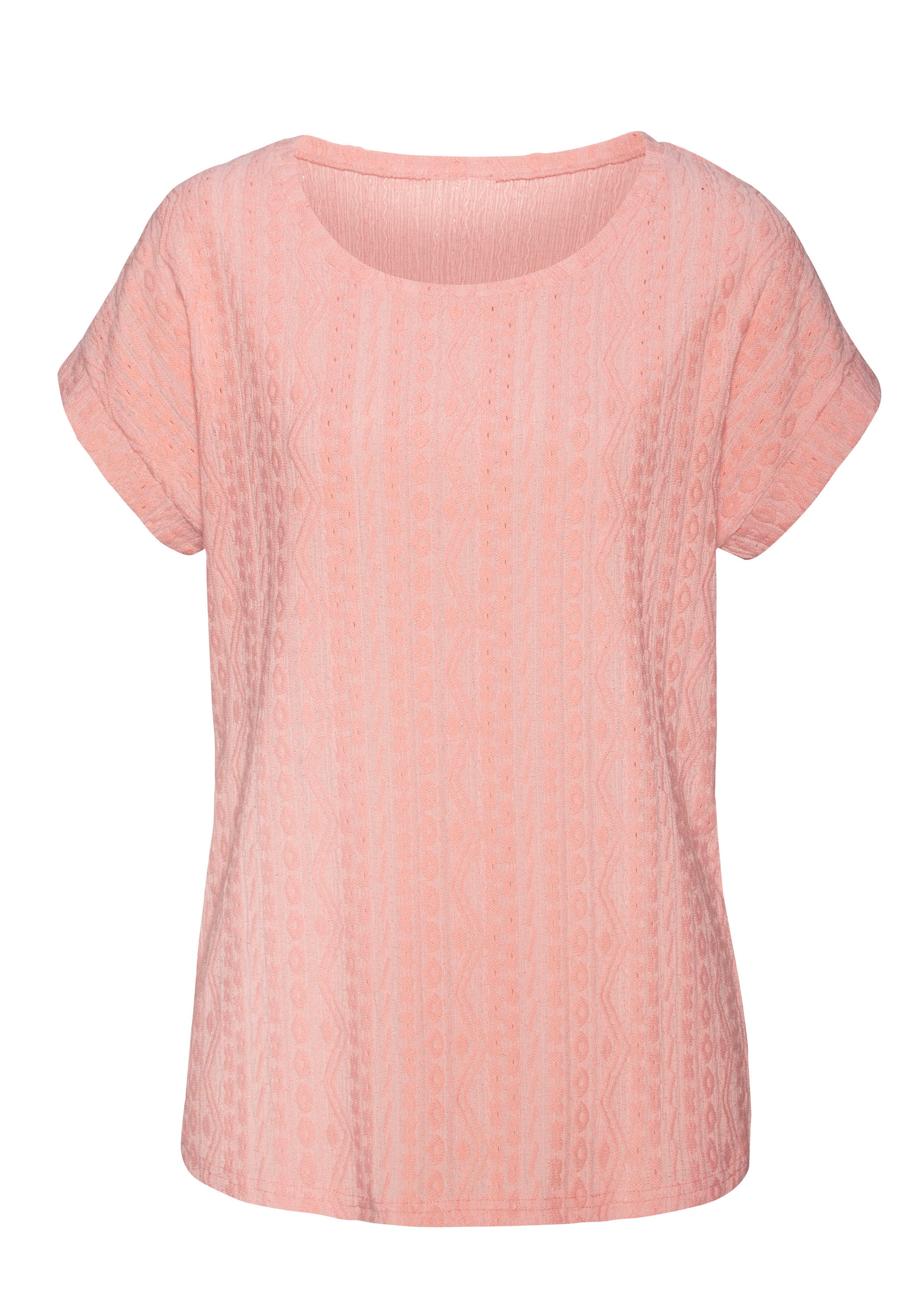 Vivance Kurzarmshirt »mit modischem Jacquard-Muster«, (2er-Pack), aus pflegeleichter Qualität