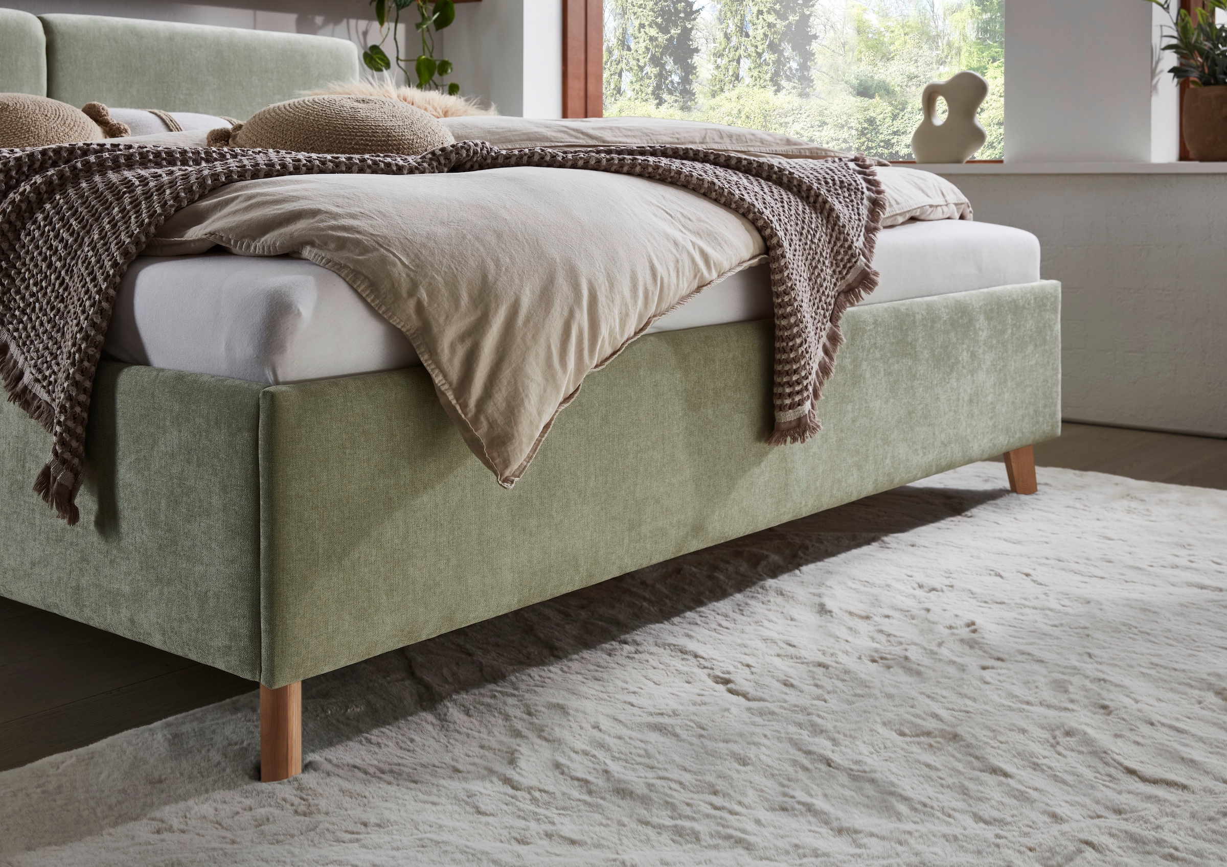 meise.möbel Polsterbett »Piano, in verschiedene Farben und Breiten erhältlich« wahlweise mit schwarzem oder eichefarbigem Holzfuß