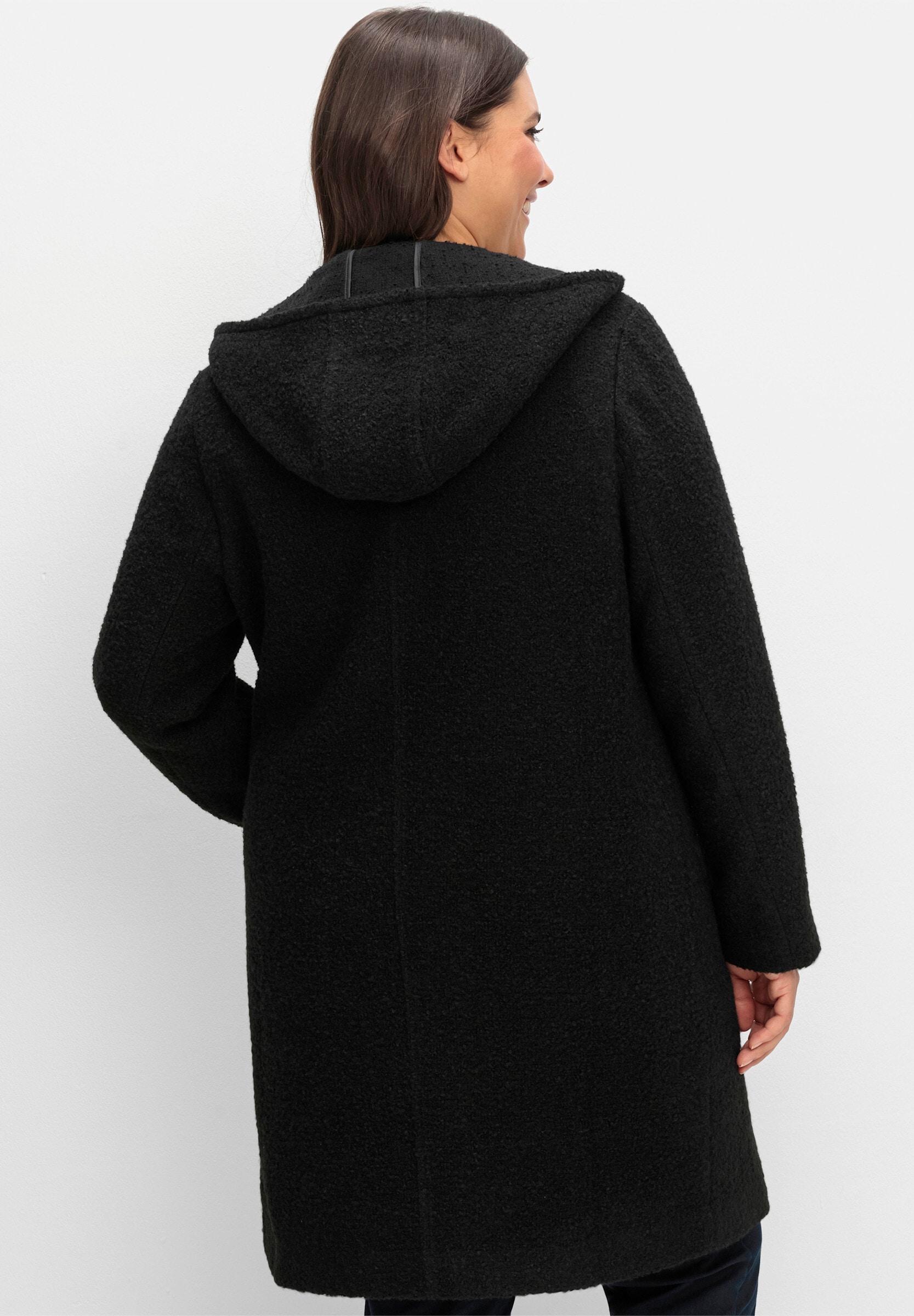 Sheego Langjacke »Kurzmantel Kurzmantel in Bouclé-Qualität« mit Kapuze