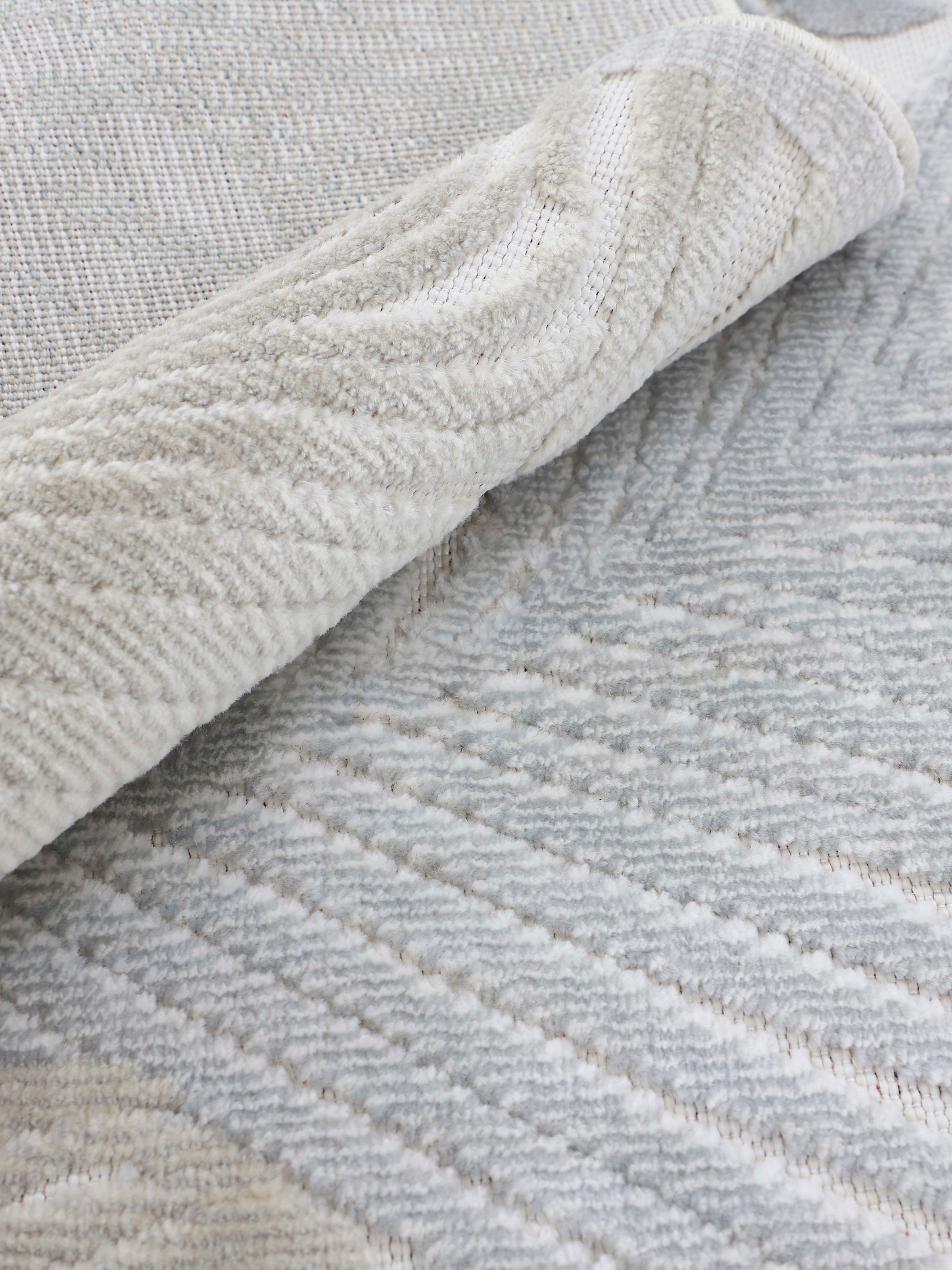 carpetfine Teppich »Deja 104«, rechteckig, 4 mm Höhe, robustes Flachgewebe, Motiv- Floral Palmenblätter, Hoch-Tief Effekt