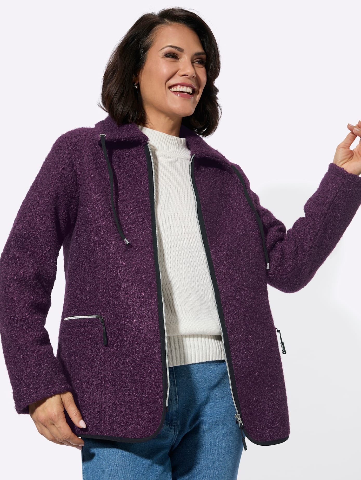 Casual Looks Bouclèjacke ohne Kapuze