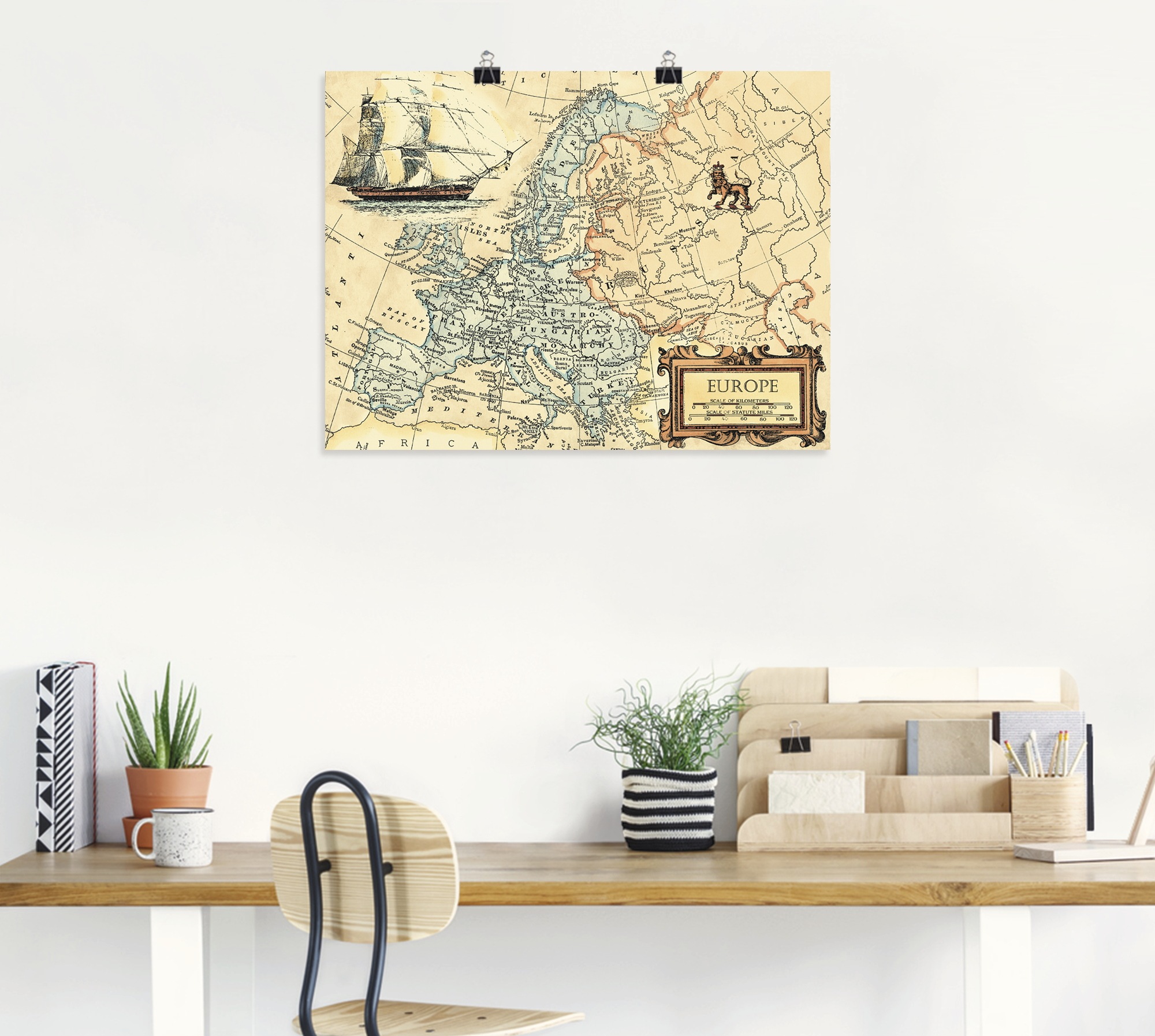 Artland Wandbild »Europakarte«, Landkarten, (1 St.), als Leinwandbild, Poster, Wandaufkleber in verschied. Größen