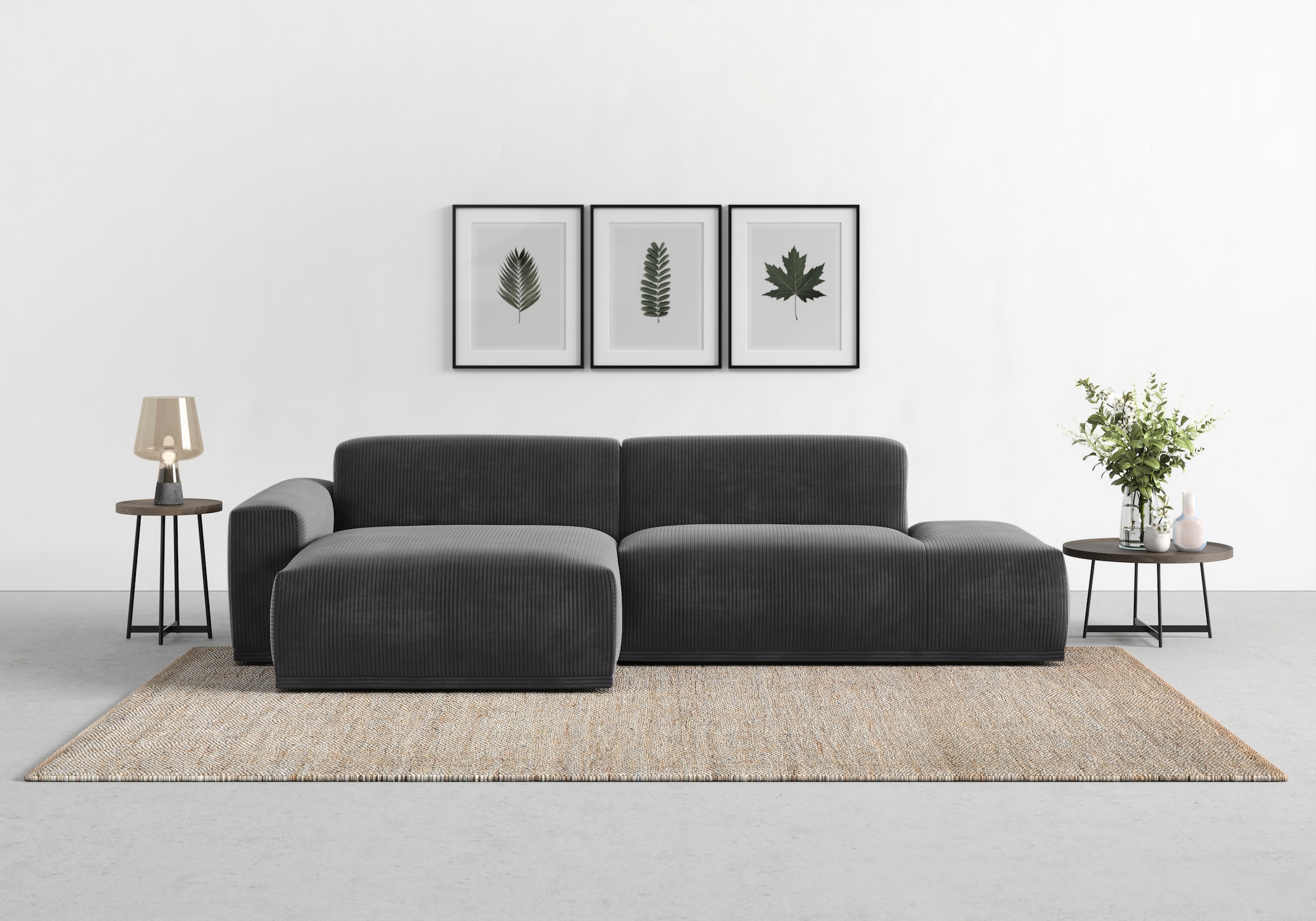 TRENDMANUFAKTUR Ecksofa »Braga, mit hochwertigem Kaltschaum, L-Form, in Cord erhältlich« modernes Sofa, Couch mit hohem Sitzkomfort, 275/72/160 cm (B/H/T)