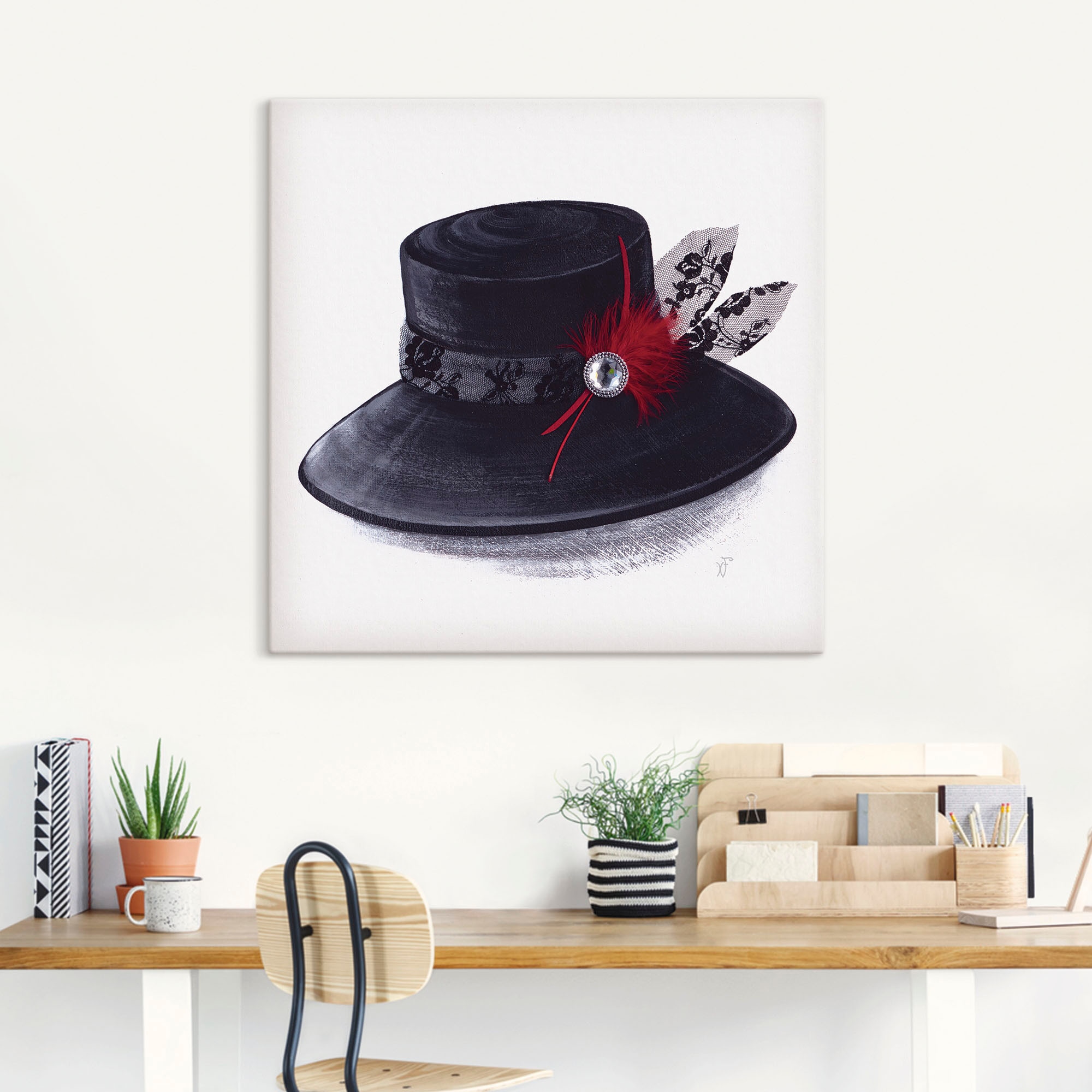 Artland Leinwandbild »Hut mit Diamant« Mode 1 Stk. tlg. auf Keilrahmen gespannt