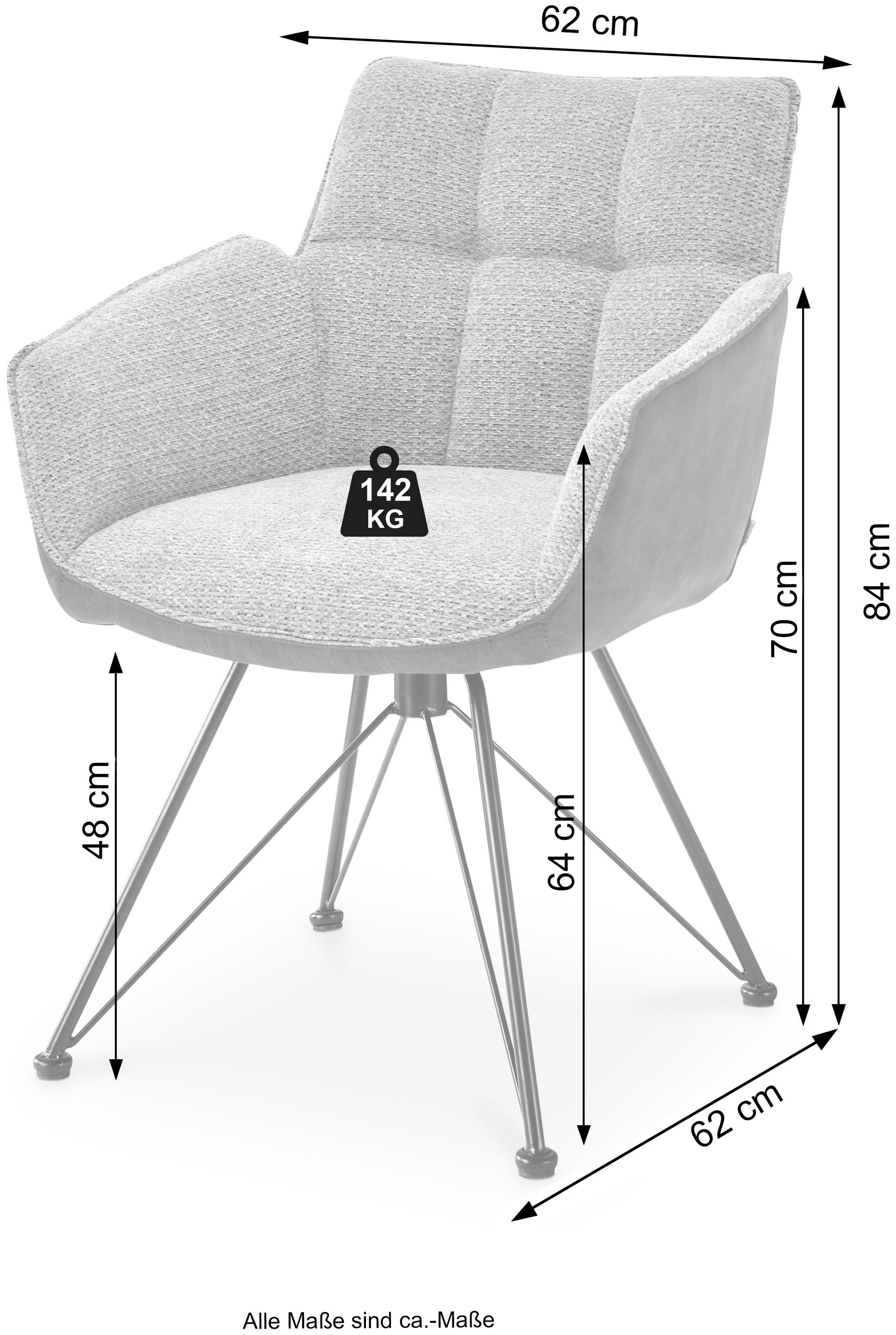 set one by Musterring Esszimmerstuhl »Frisco-B«, (Set), 2 St., Microfaser-Chenille, Bezug innen Chenille und außen Microfaser, Design-Gestell schwarz