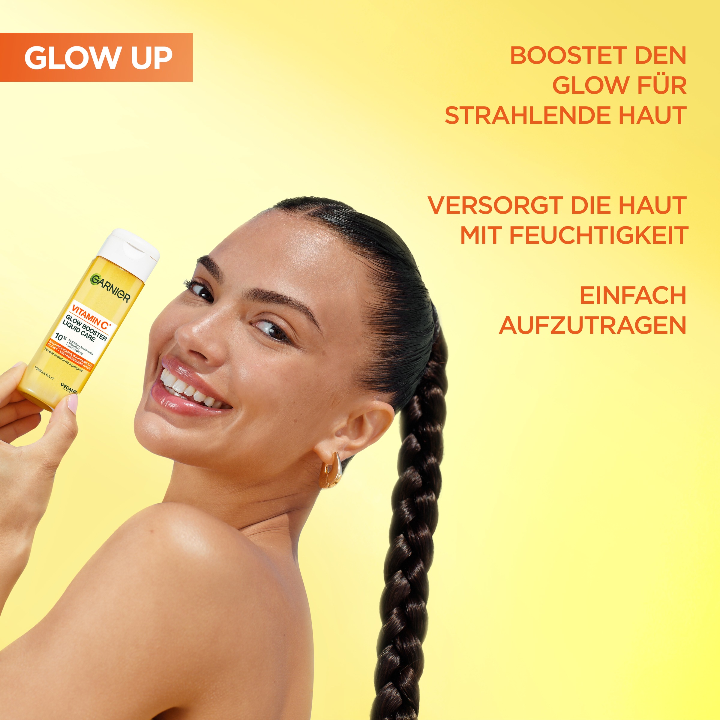 GARNIER Toner »Garnier Vitamin C* Glow Booster Liquid Care«, Spendet Feuchtigkeit und sorgt für ebenmäßigeren Teint.
