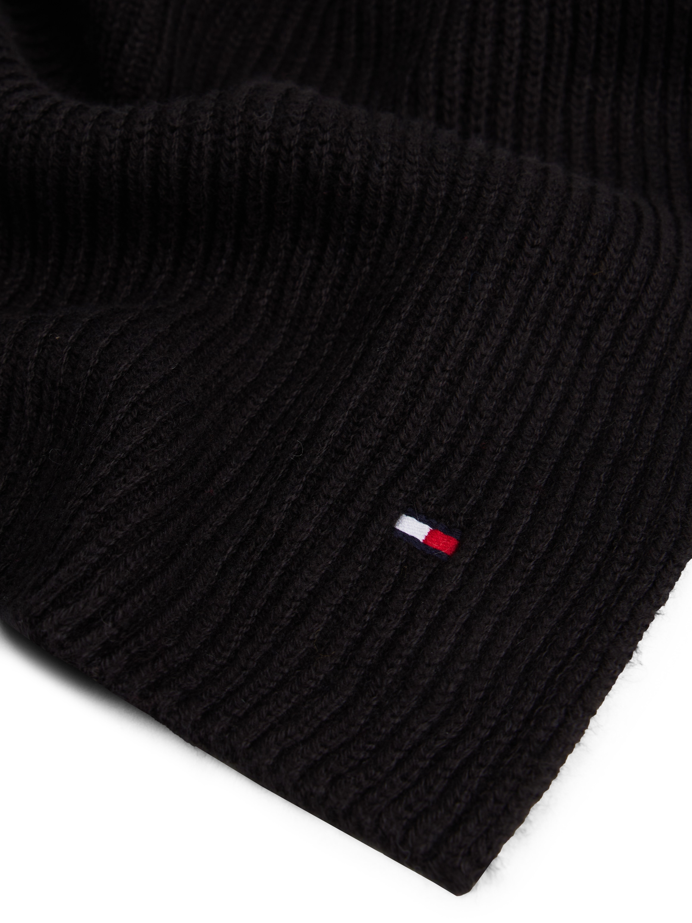 Tommy Hilfiger Strickschal »TH FLAG PIMA COTTON CASH SCARF« mit Logostickerei, mit Kaschmiranteil Unisex